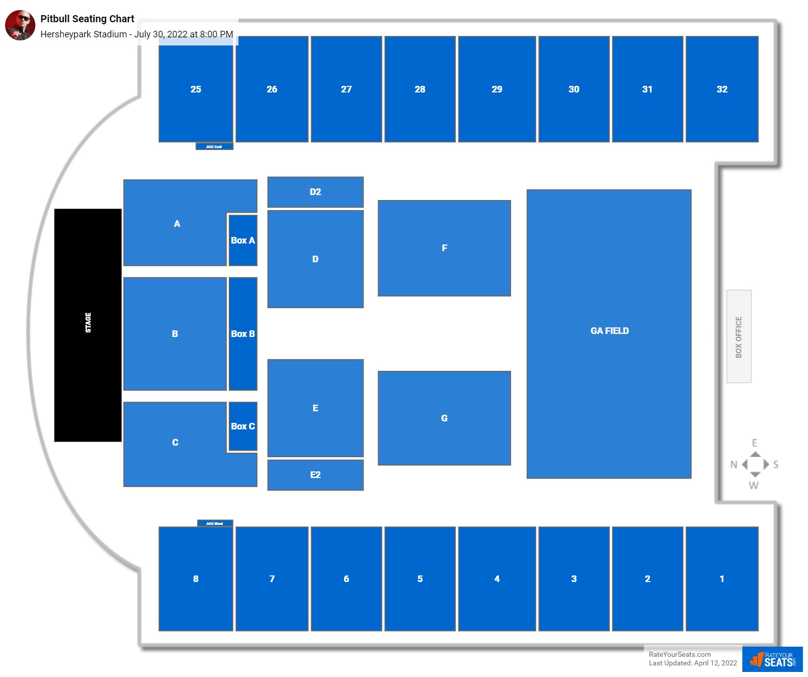 Pitbull seating chart Hersheypark Stadium