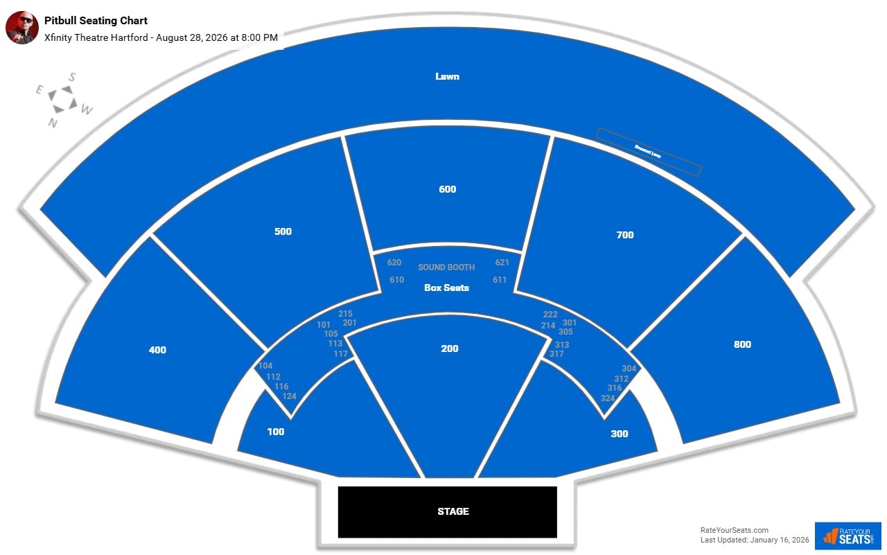 Pitbull seating chart The Meadows Music Theatre