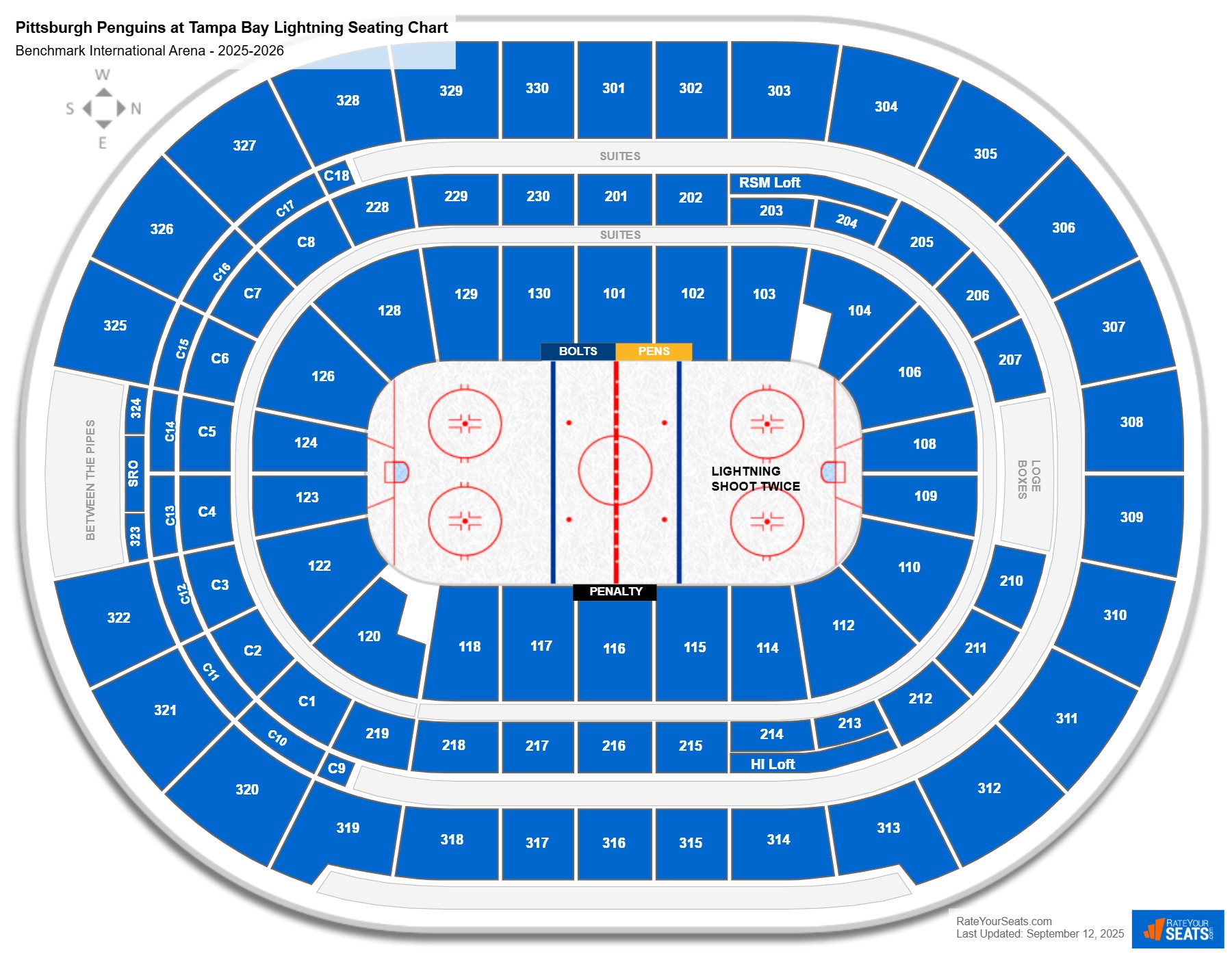 Pittsburgh Penguins at Tampa Bay Lightning seating chart Benchmark International Arena