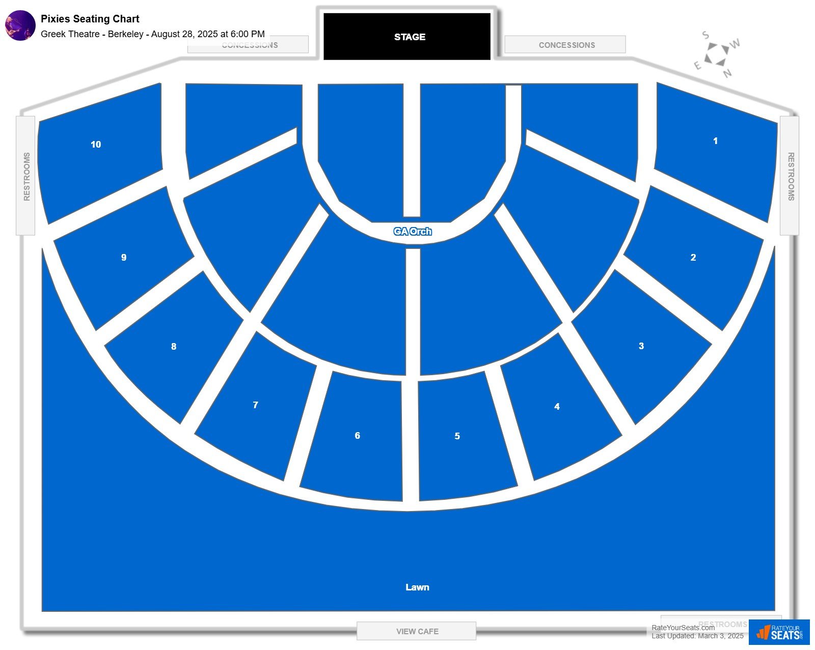 Pixies seating chart Greek Theatre - Berkeley
