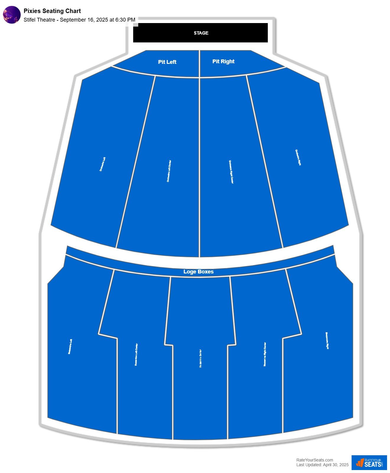 Pixies seating chart Stifel Theatre