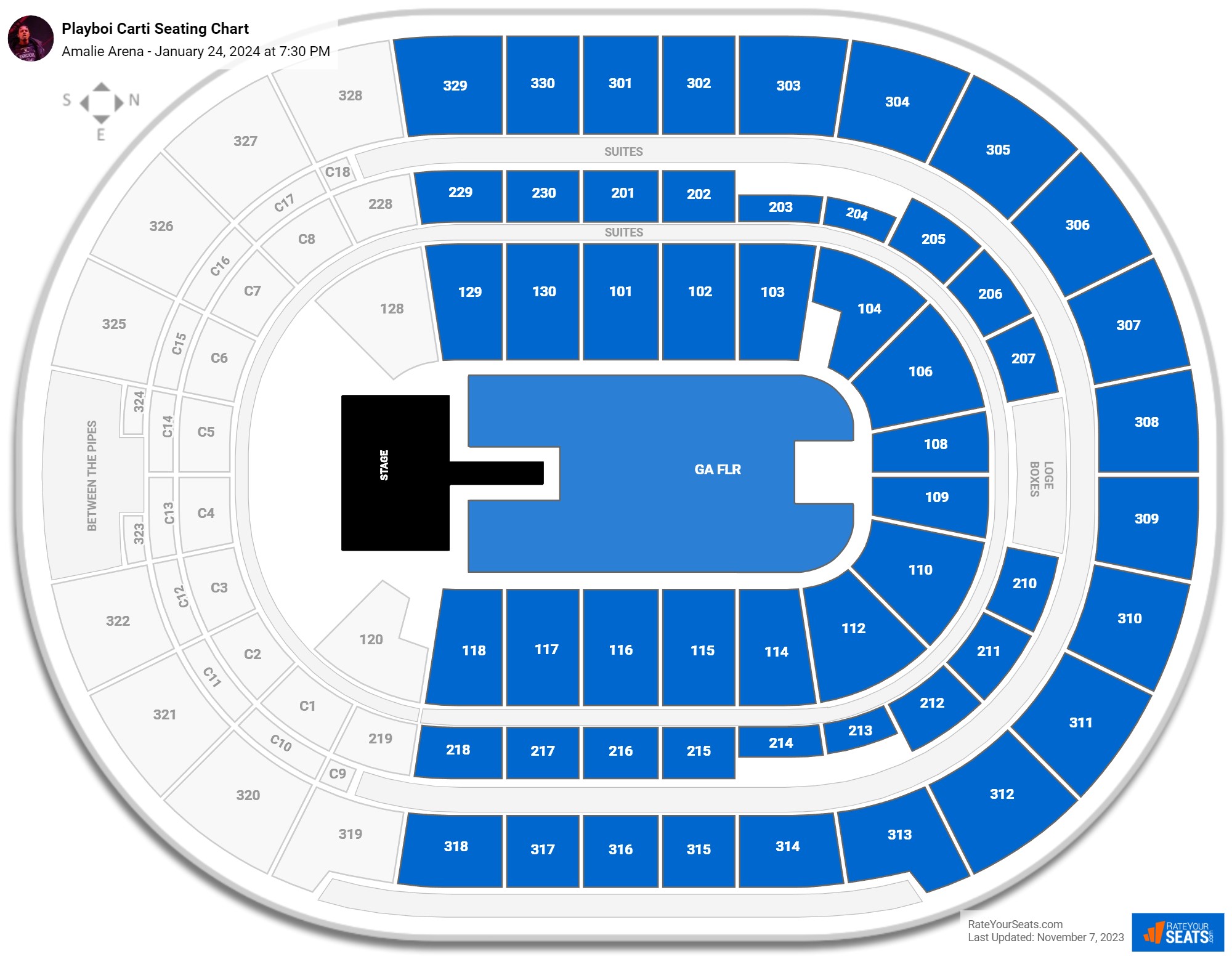 Playboi Carti seating chart Amalie Arena