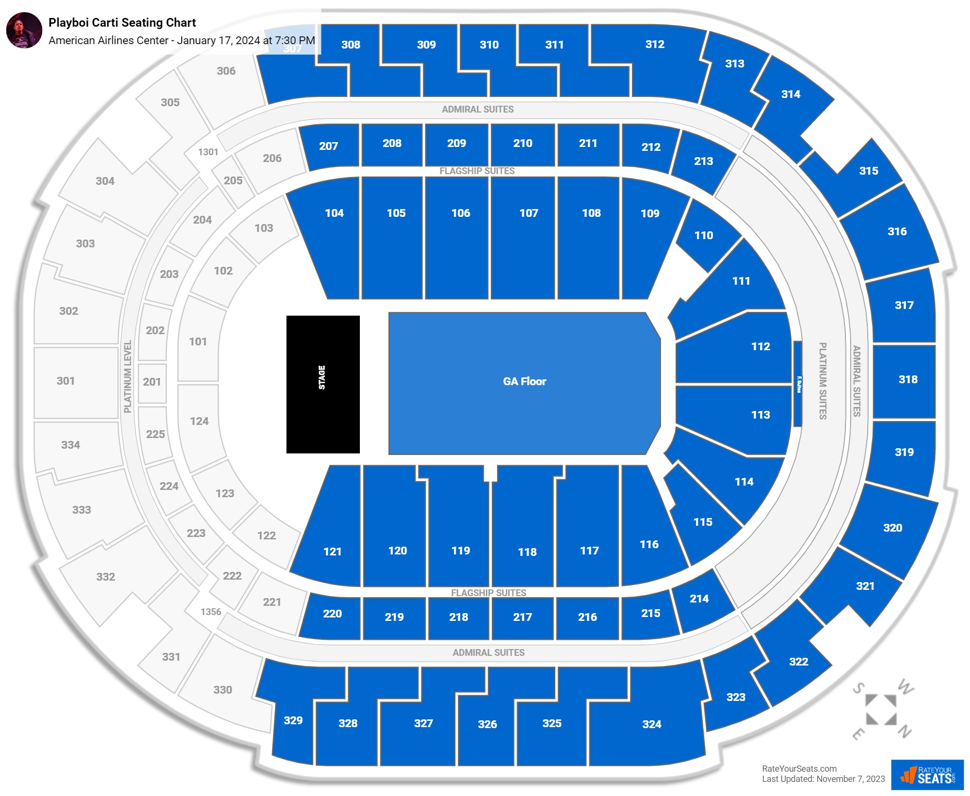 Playboi Carti seating chart American Airlines Center