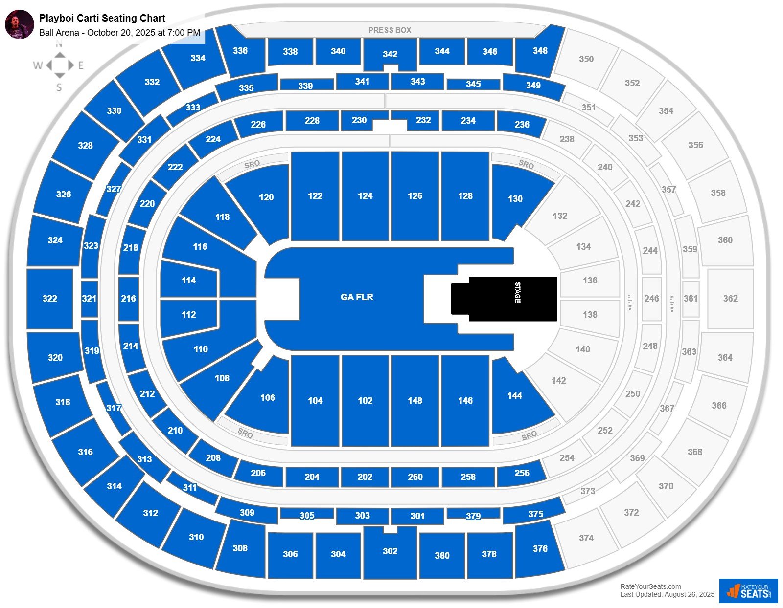 Playboi Carti seating chart Ball Arena