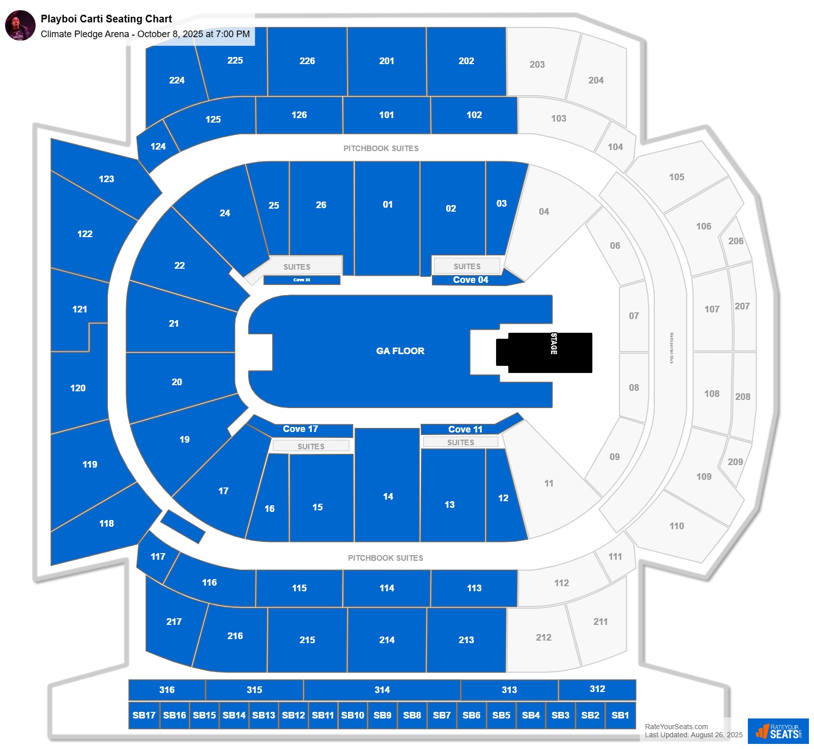 Playboi Carti seating chart Climate Pledge Arena