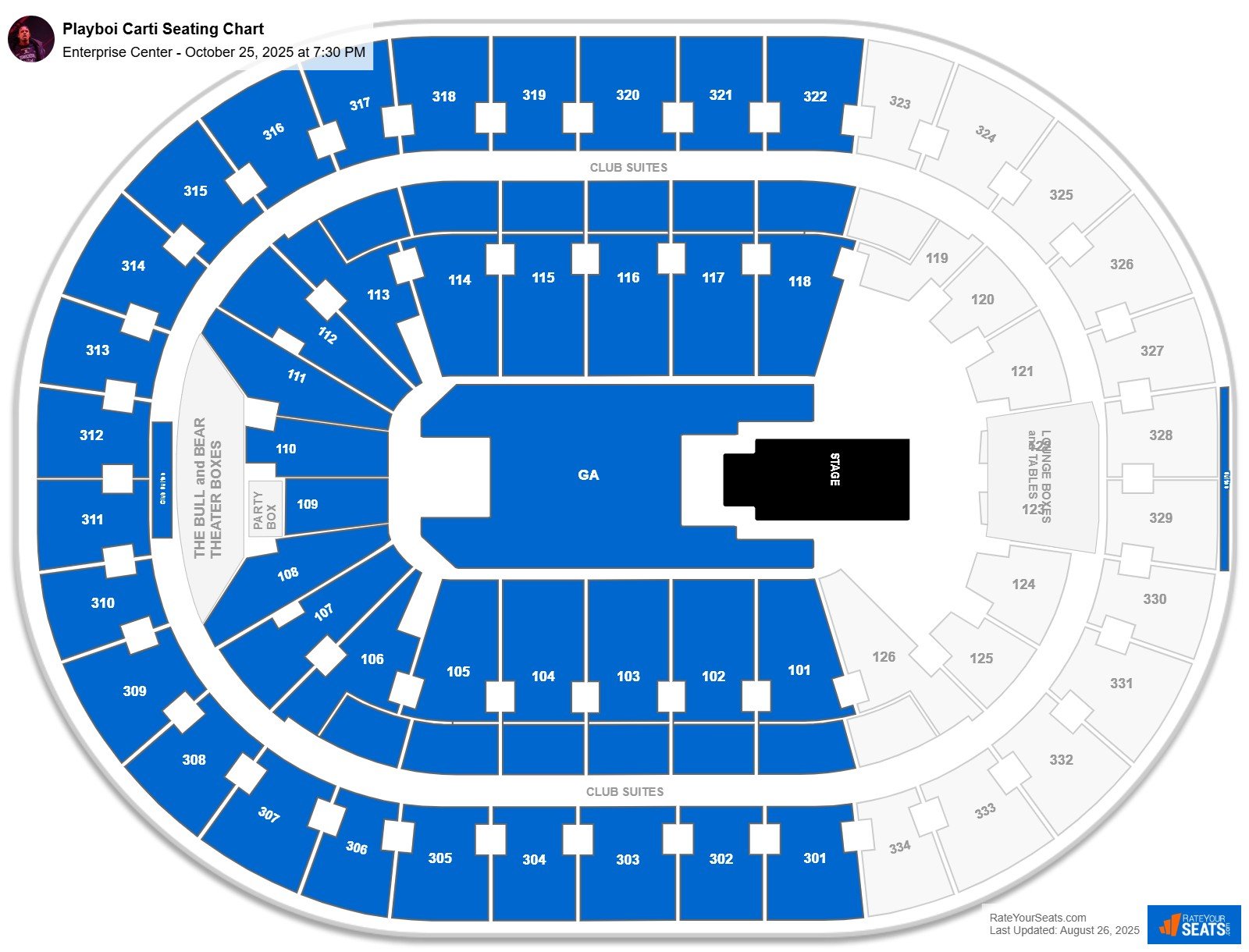 Playboi Carti seating chart Enterprise Center