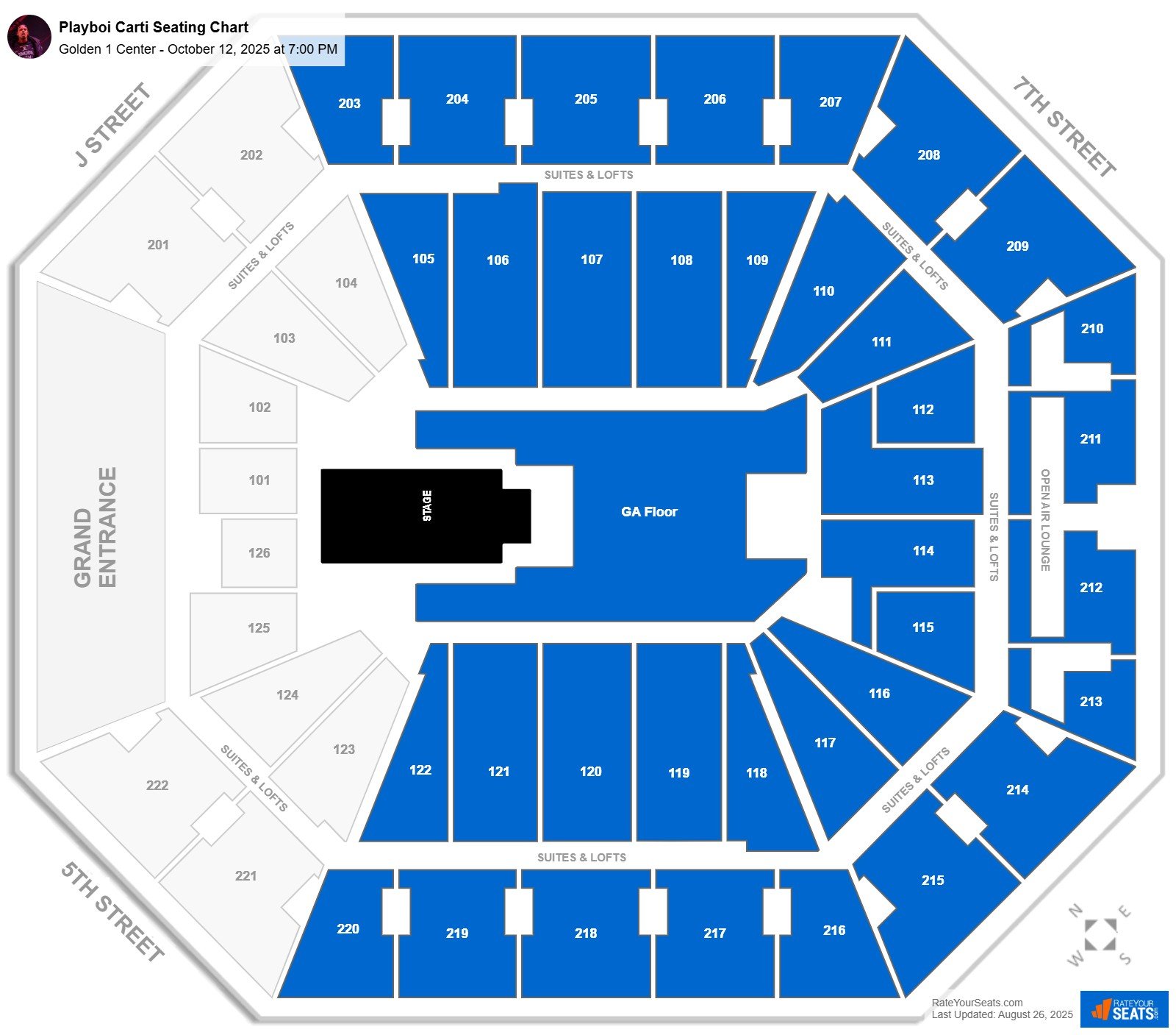 Playboi Carti seating chart Golden 1 Center