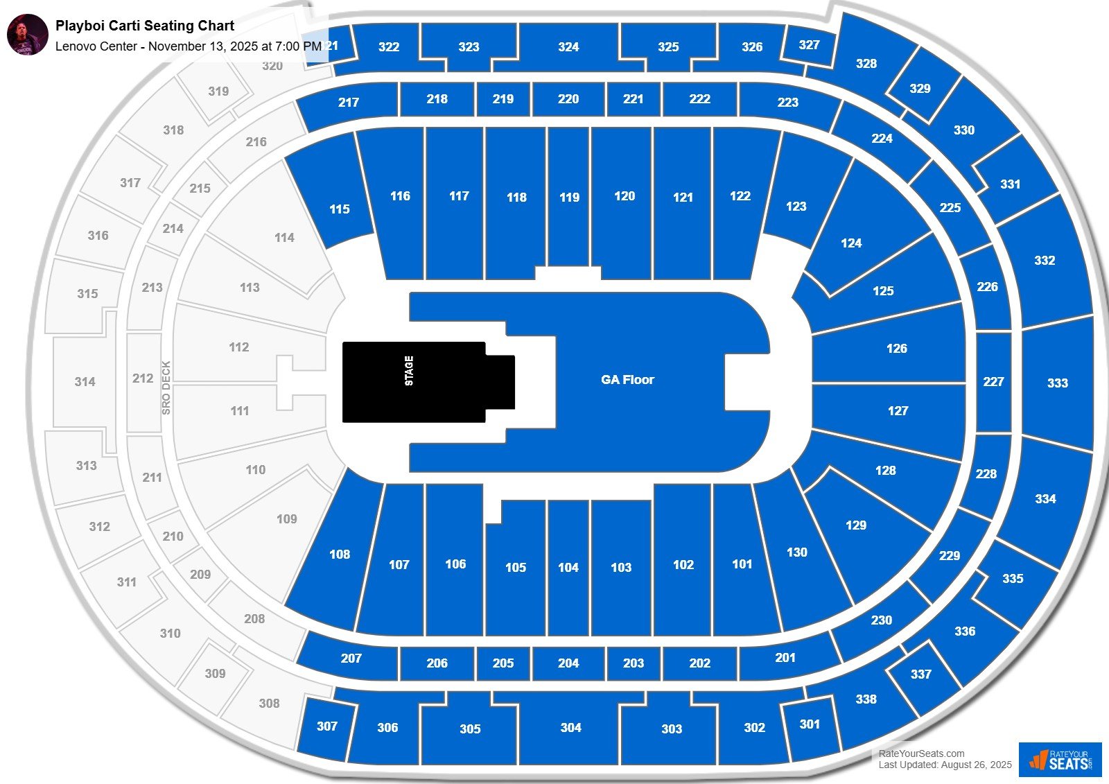 Playboi Carti seating chart Lenovo Center