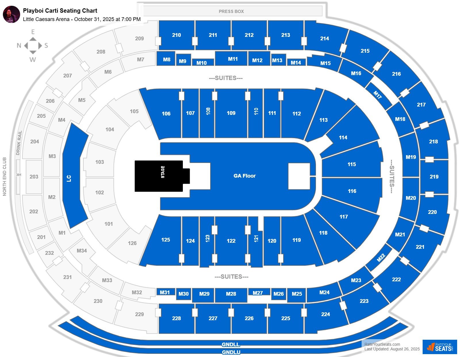 Playboi Carti seating chart Little Caesars Arena