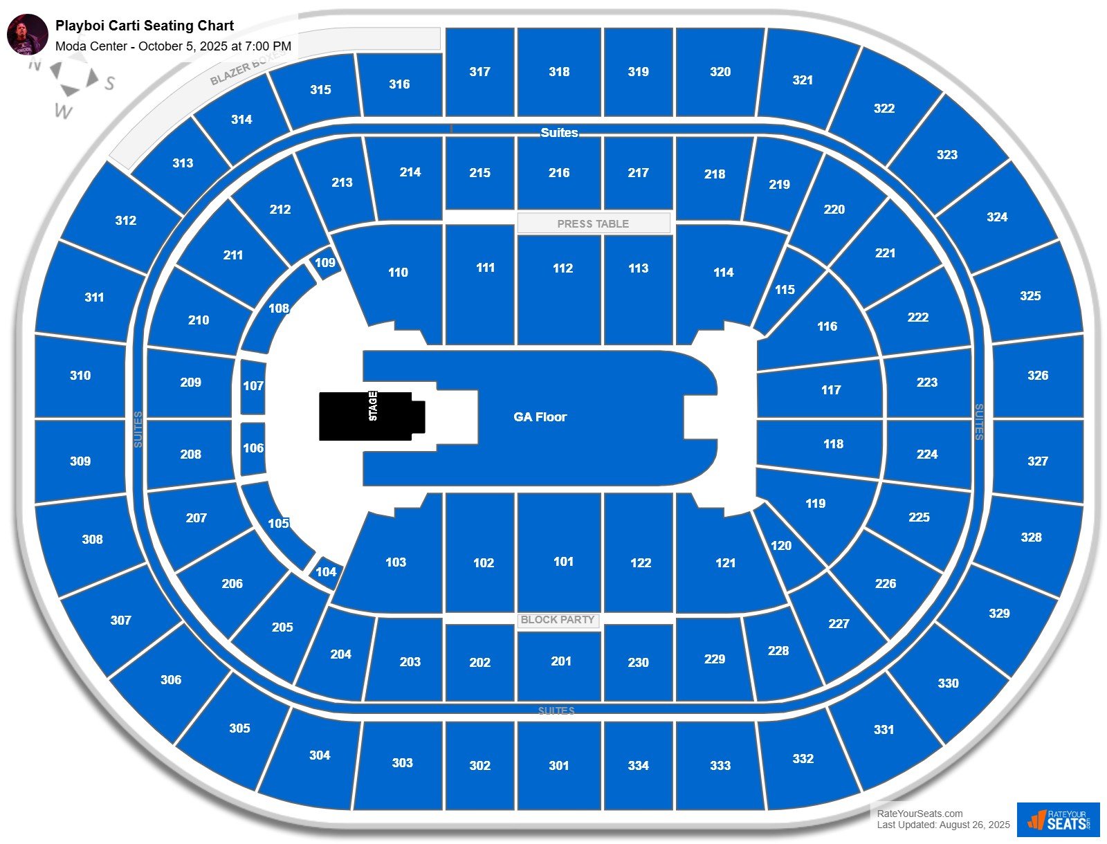 Playboi Carti seating chart Moda Center