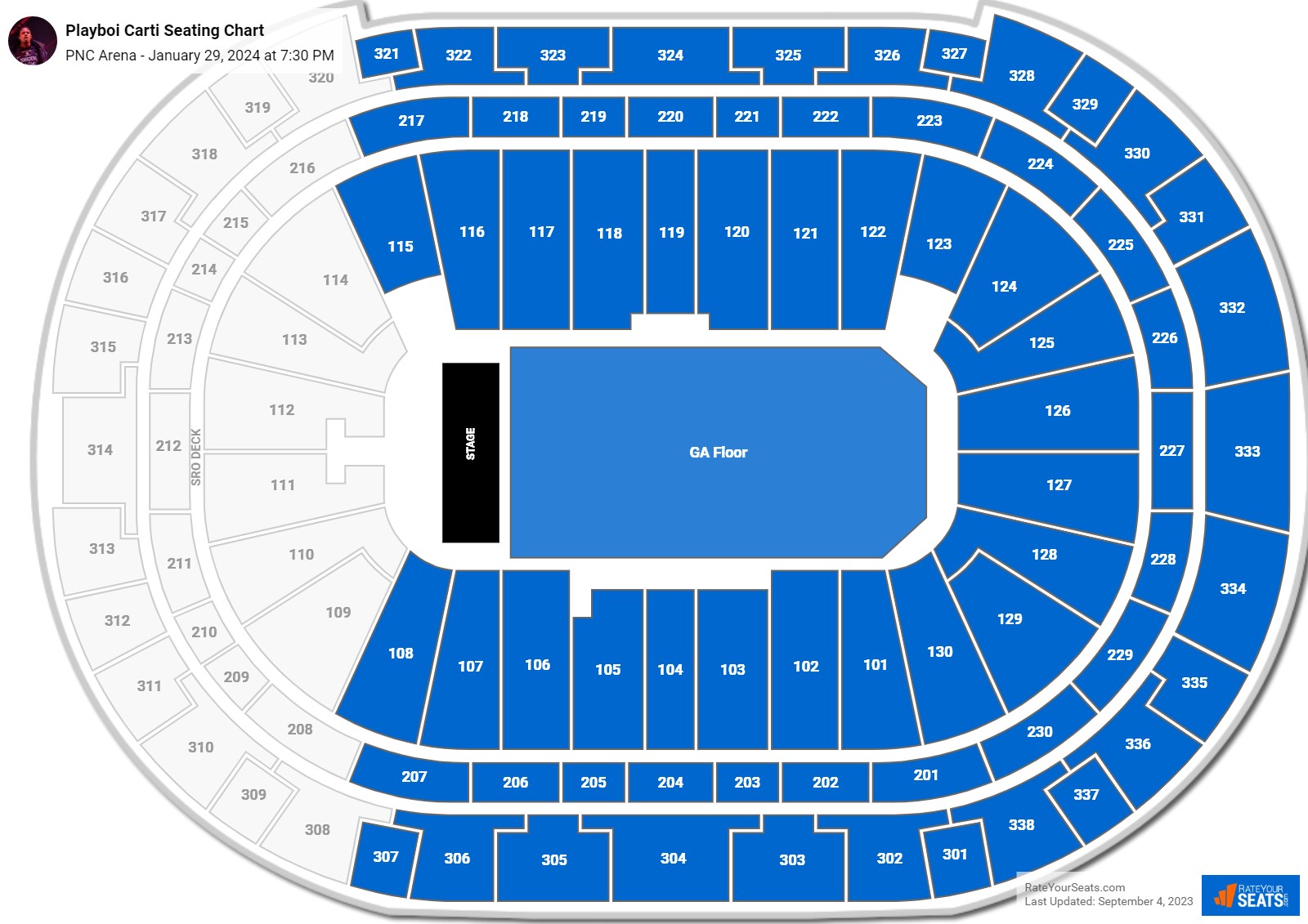 Playboi Carti seating chart PNC Arena