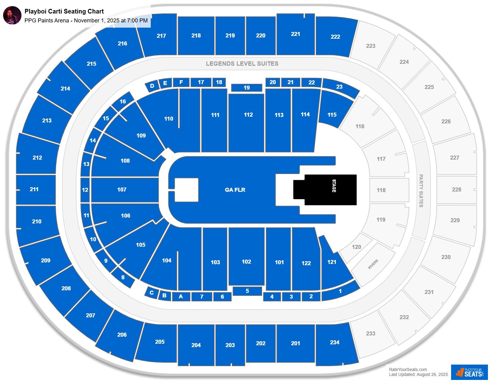 Playboi Carti seating chart PPG Paints Arena