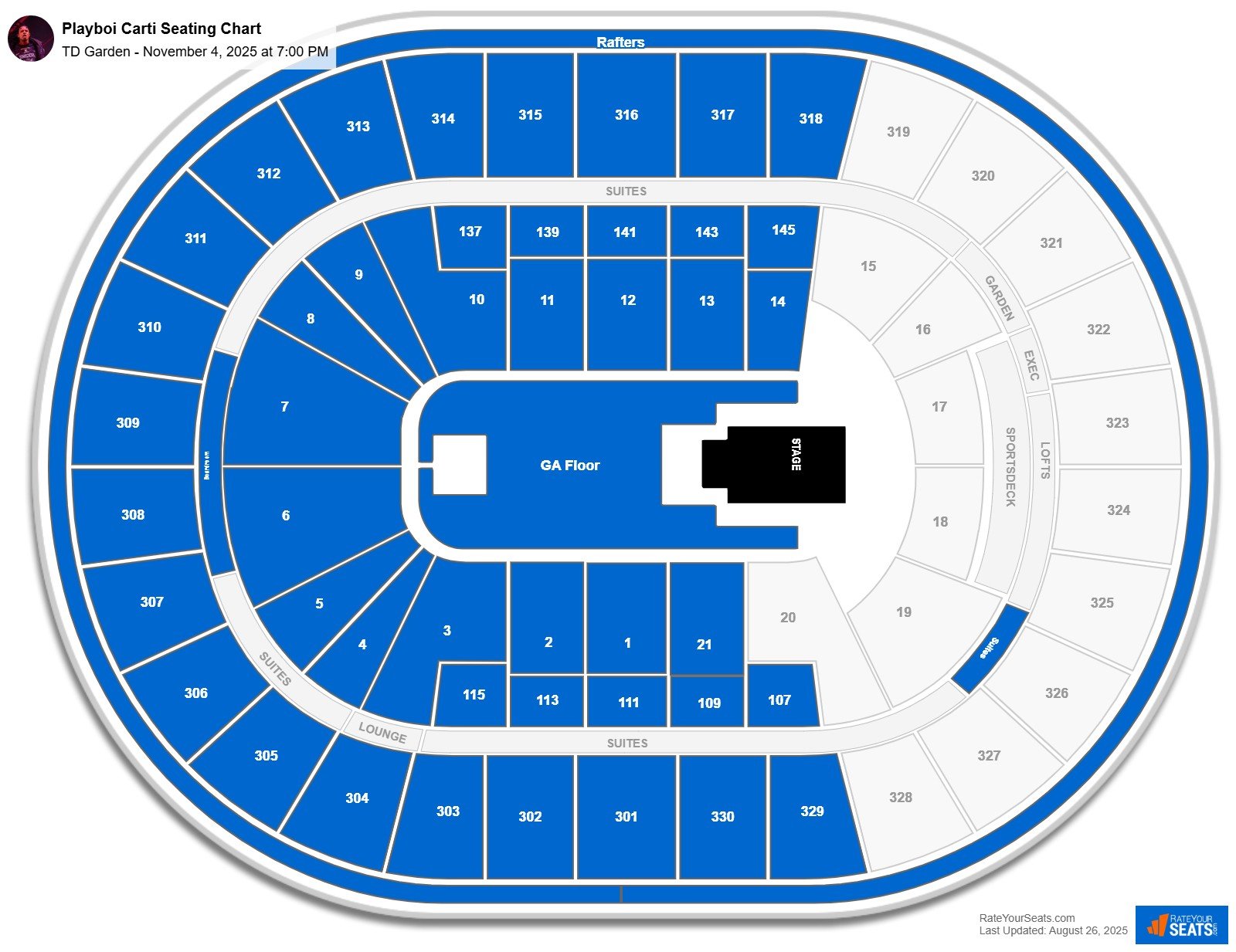 Playboi Carti seating chart TD Garden