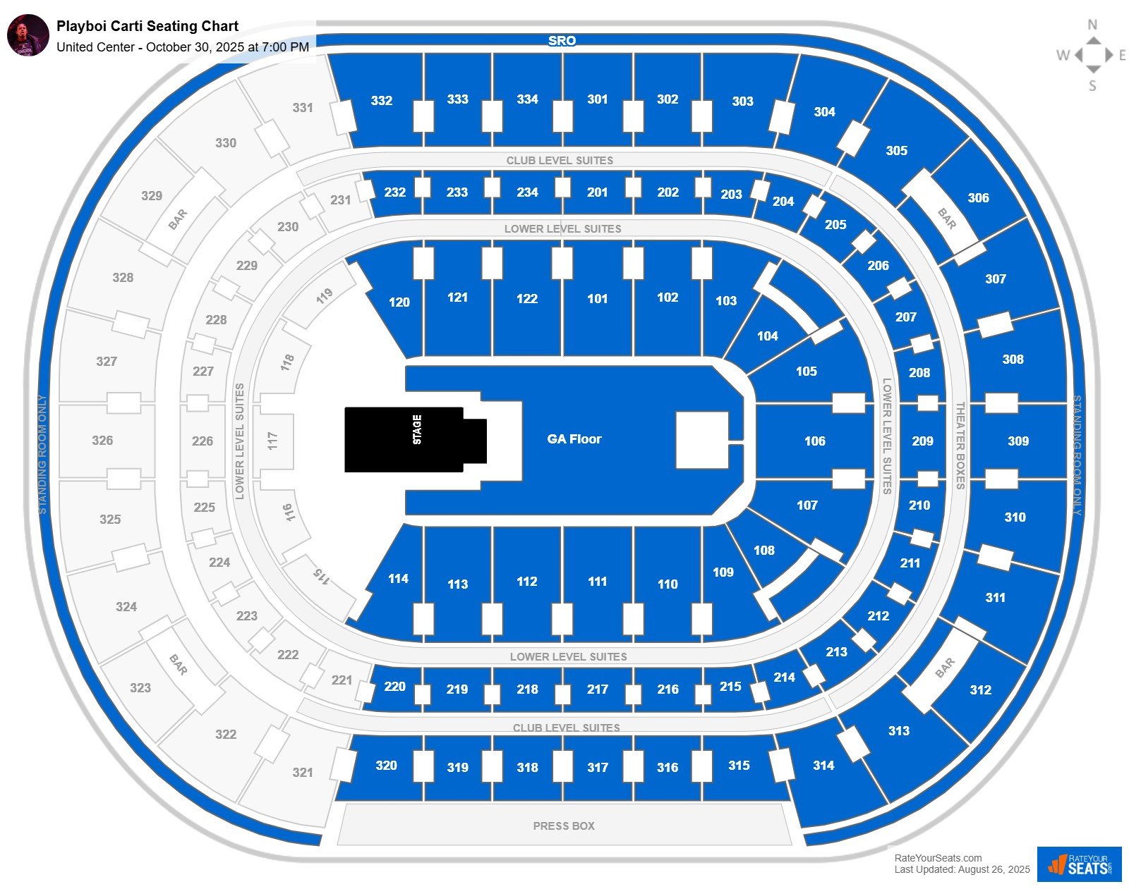 Playboi Carti seating chart United Center