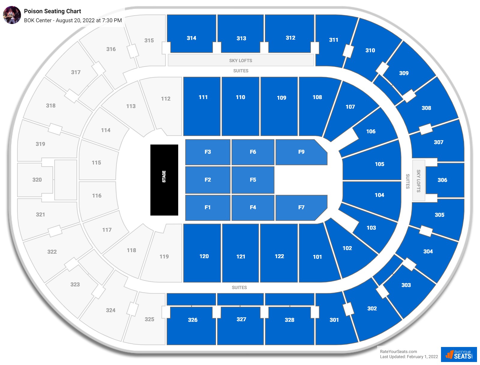 Poison seating chart BOK Center