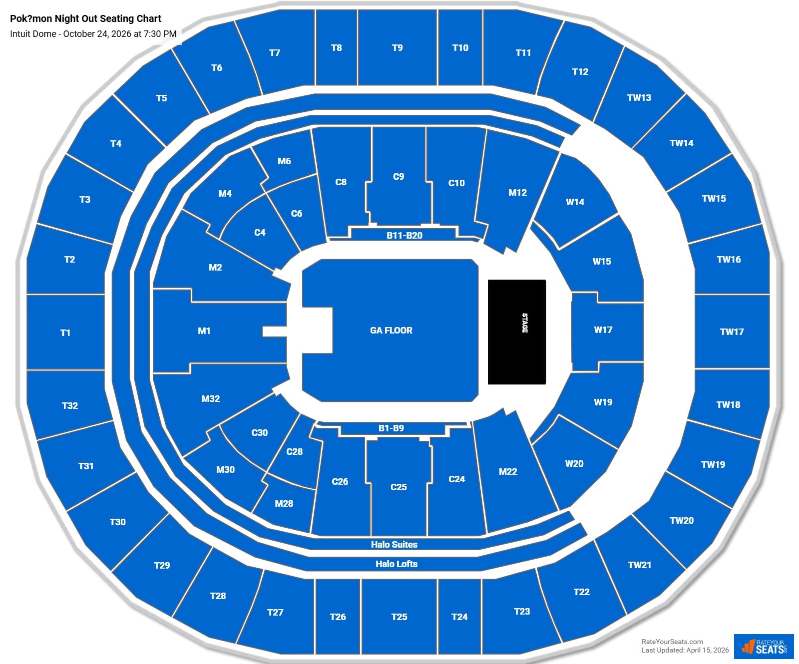 Pok?mon Night Out seating chart Intuit Dome