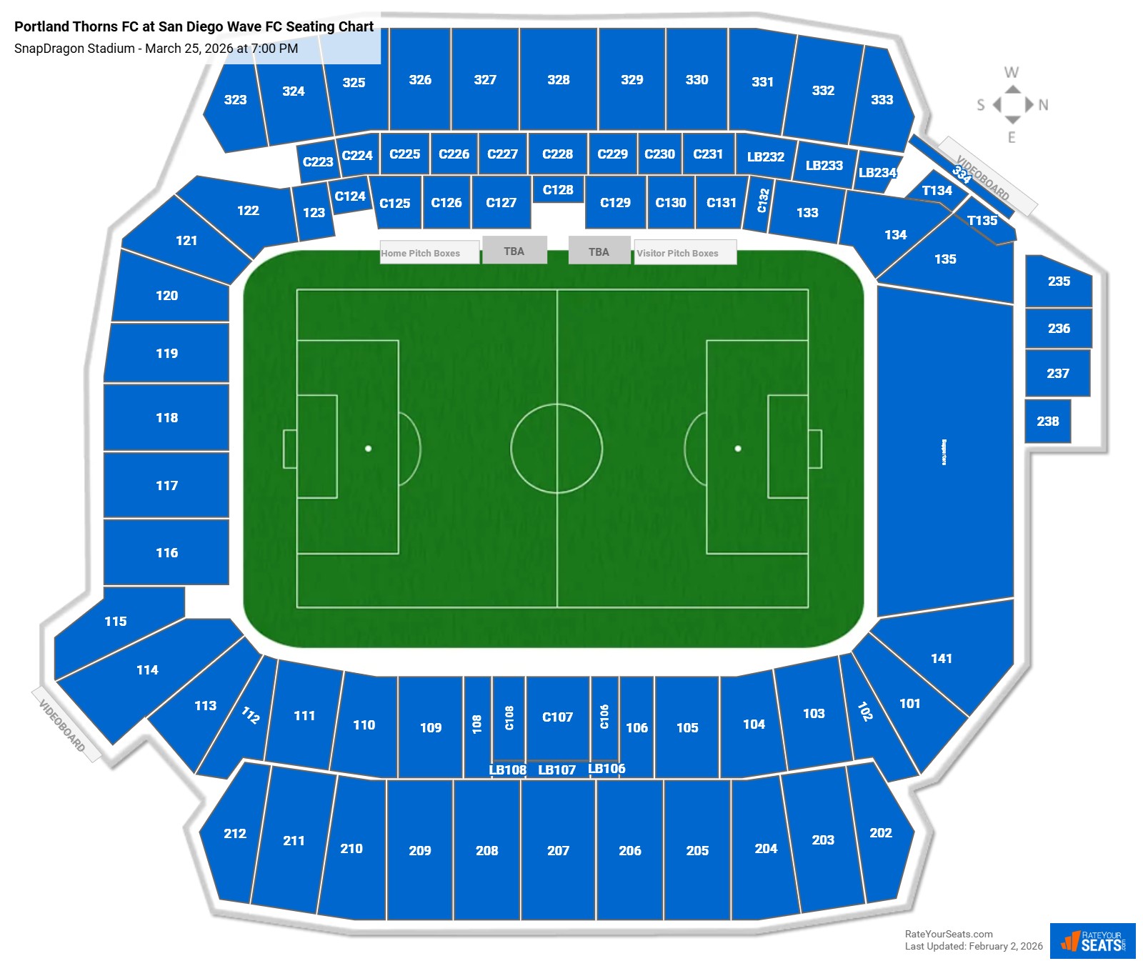 Portland Thorns FC at San Diego Wave FC seating chart SnapDragon Stadium