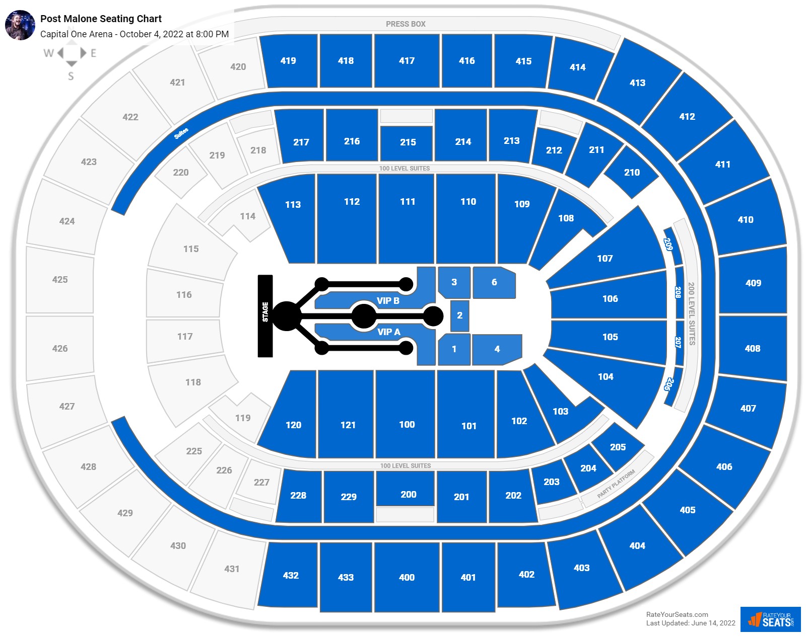 Post Malone and Roddy Ricch seating chart Capital One Arena