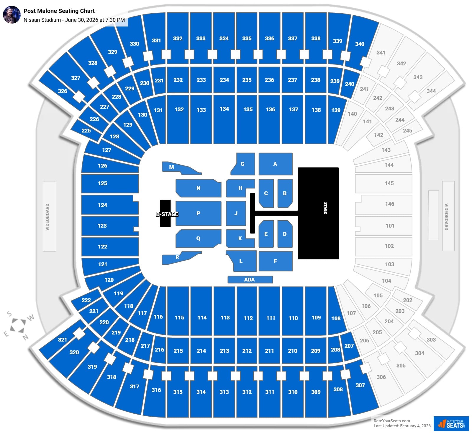 Post Malone seating chart Nissan Stadium