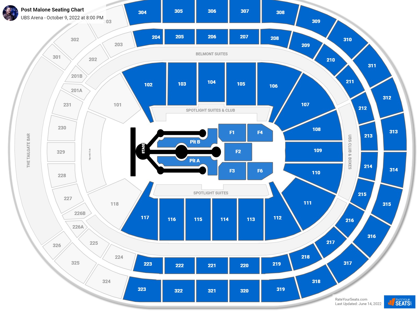 Post Malone and Roddy Ricch seating chart UBS Arena