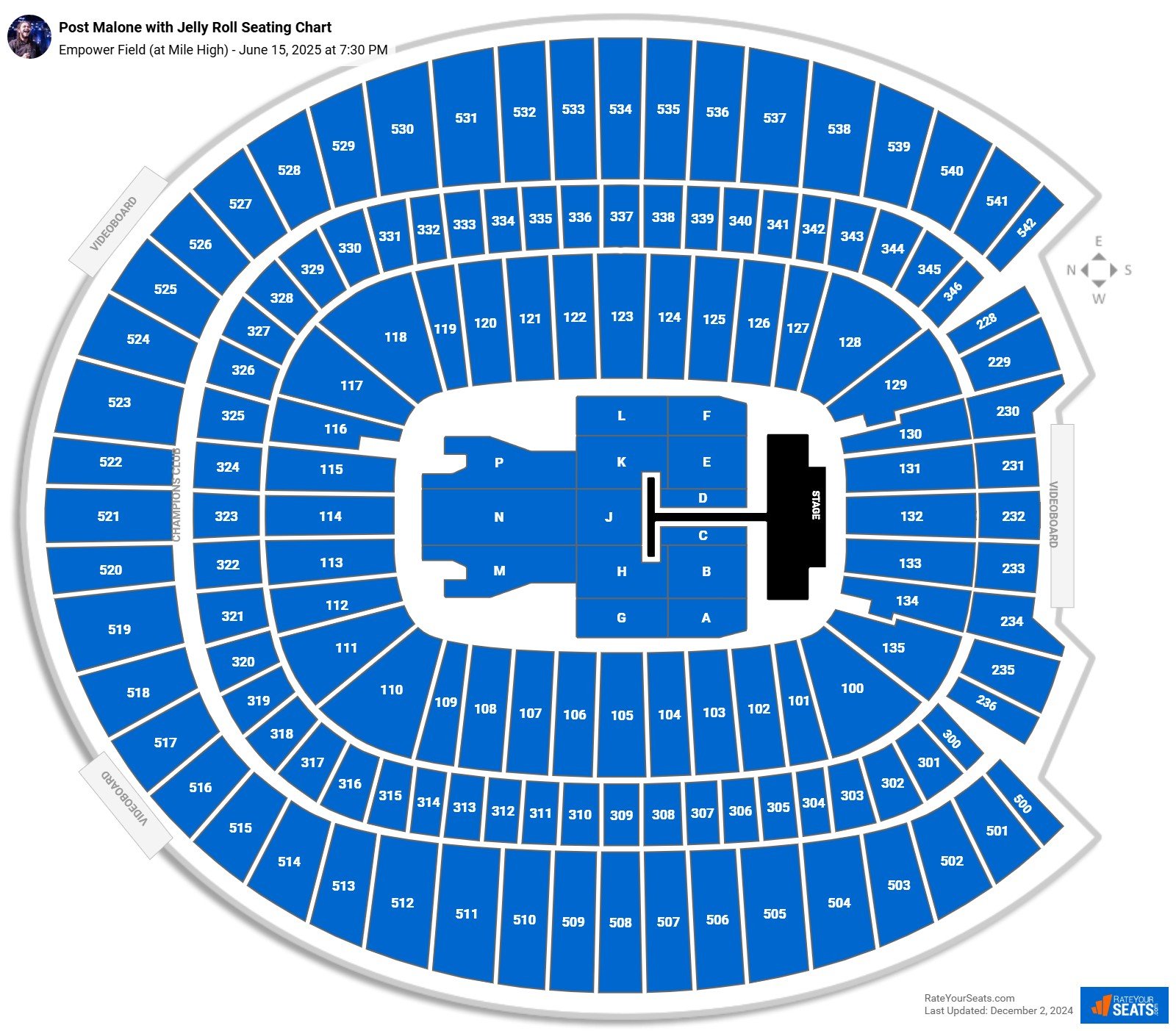 Post Malone with Jelly Roll seating chart Empower Field (at Mile High)