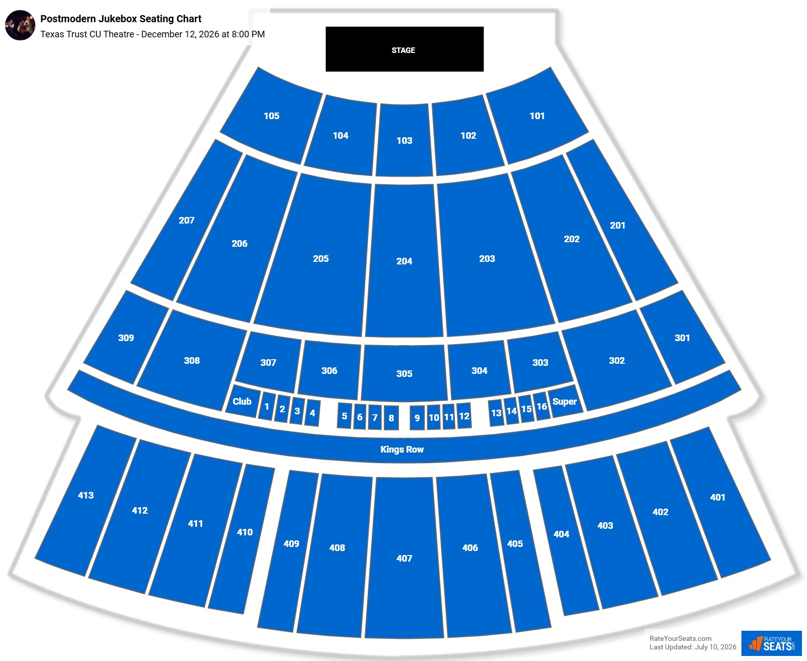 Postmodern Jukebox Seating Chart at Texas Trust CU Theatre