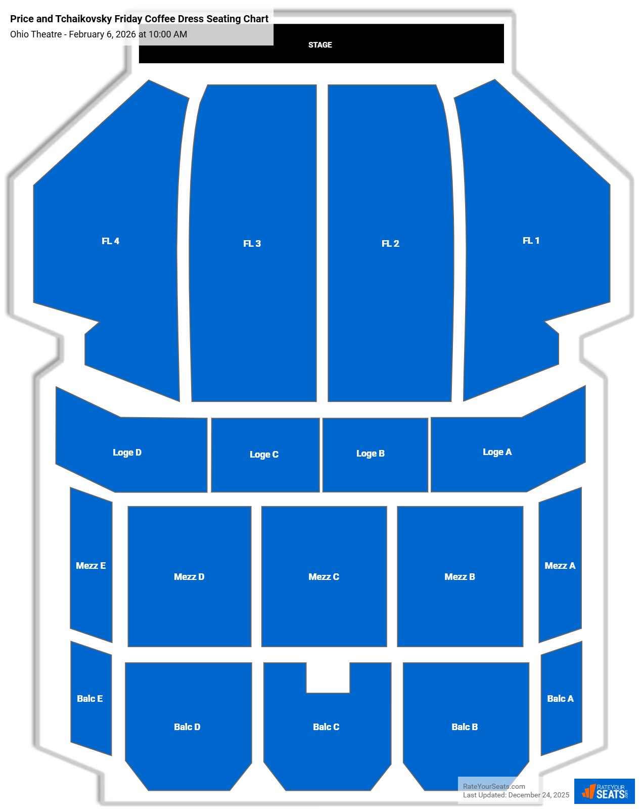 Price and Tchaikovsky Friday Coffee Dress seating chart Ohio Theatre