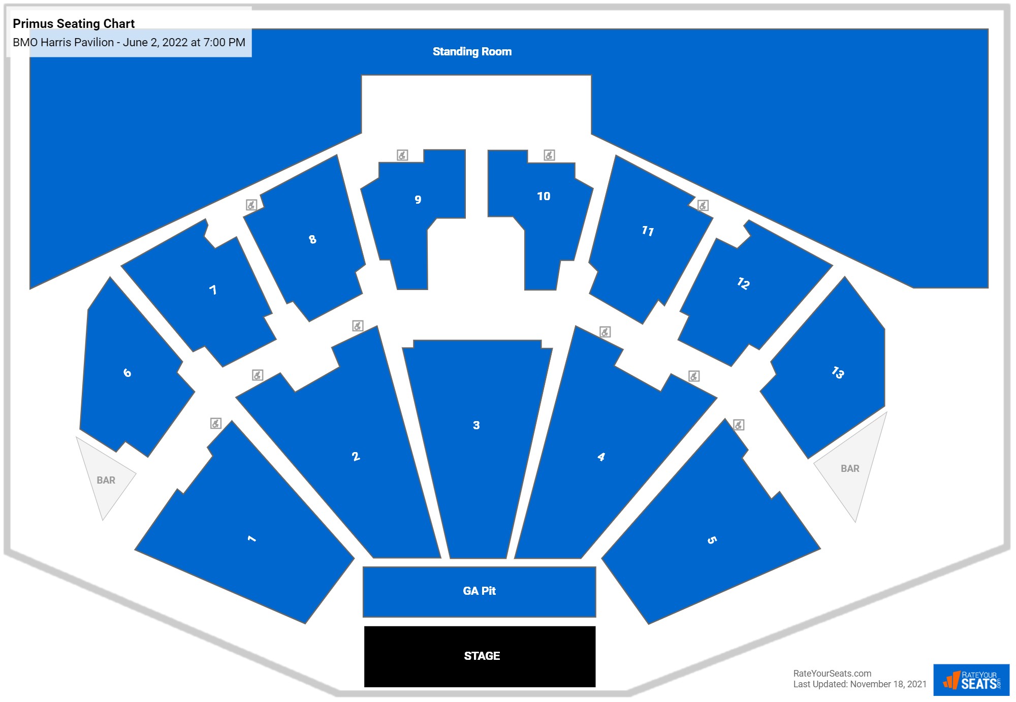Primus seating chart BMO Harris Pavilion