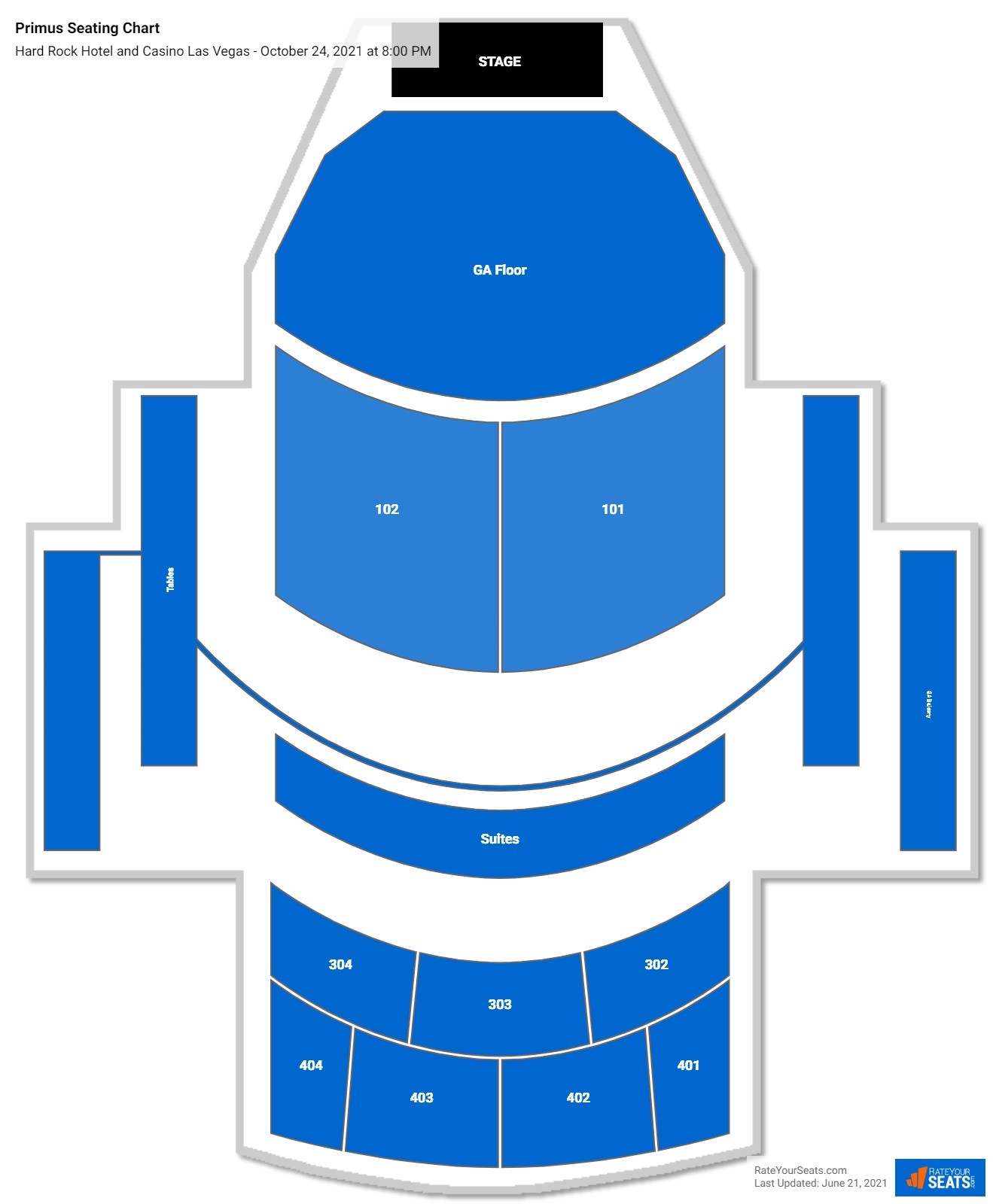 Primus seating chart Hard Rock Hotel and Casino Las Vegas