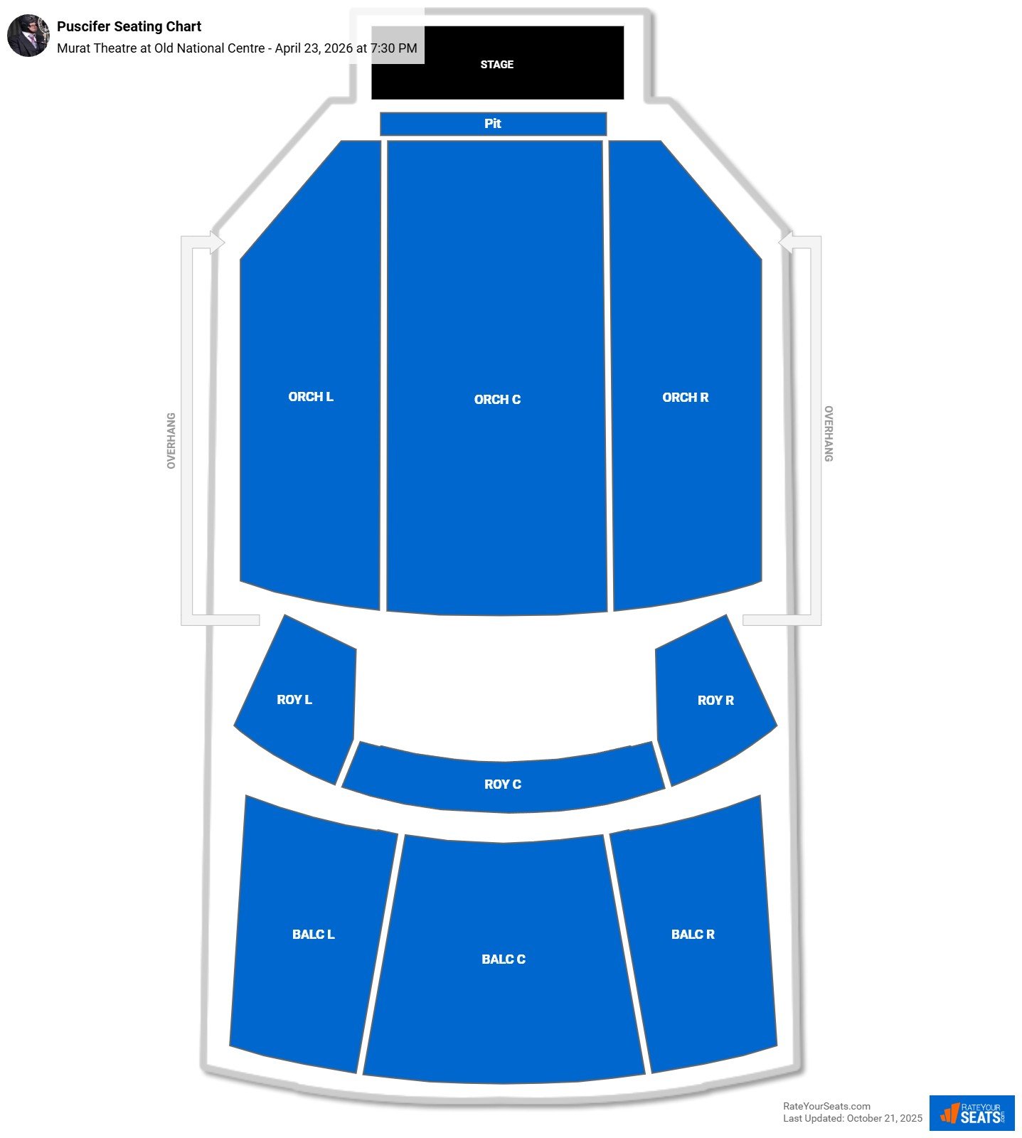 Puscifer seating chart Murat Theatre at Old National Centre