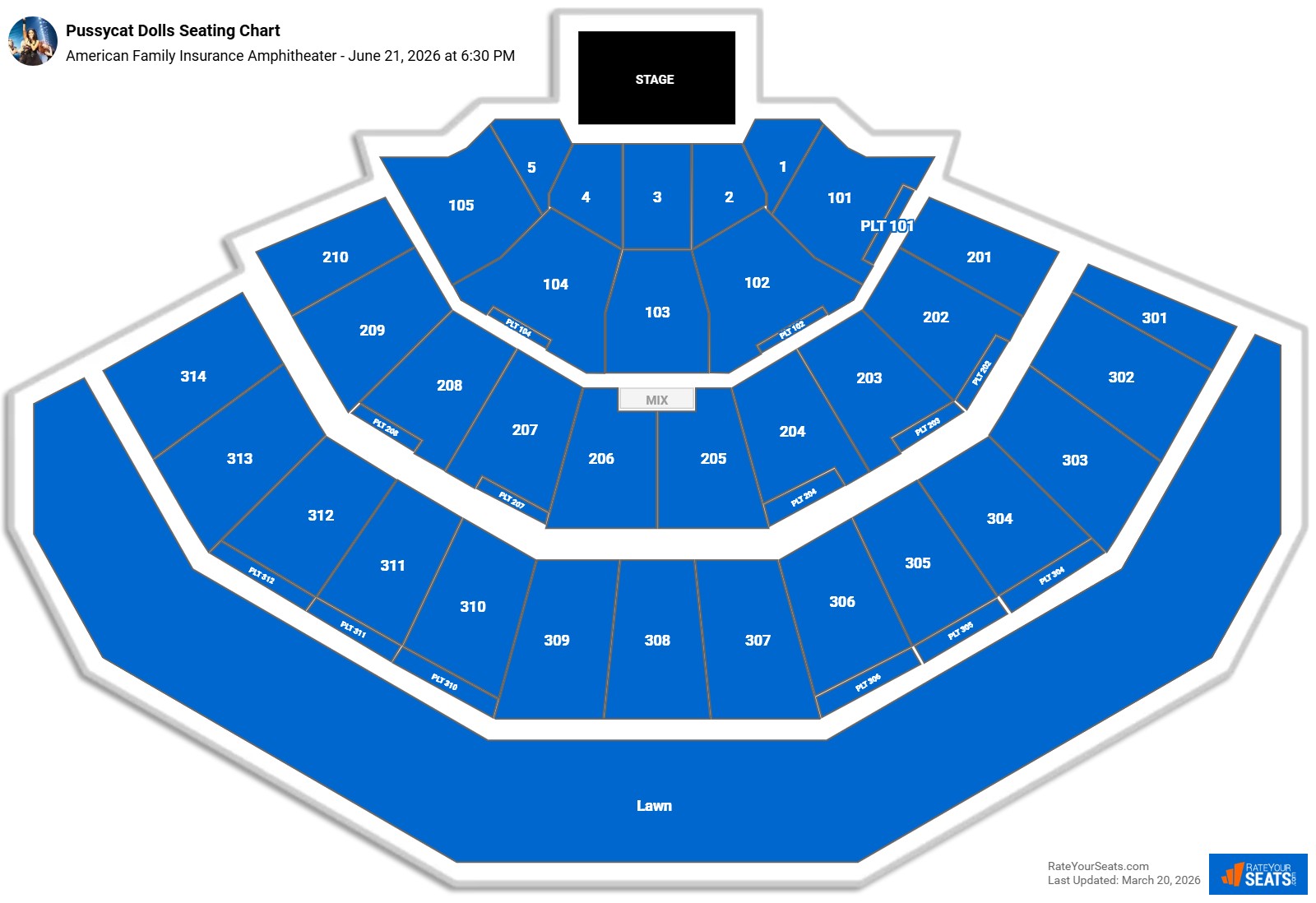Pussycat Dolls seating chart American Family Insurance Amphitheater