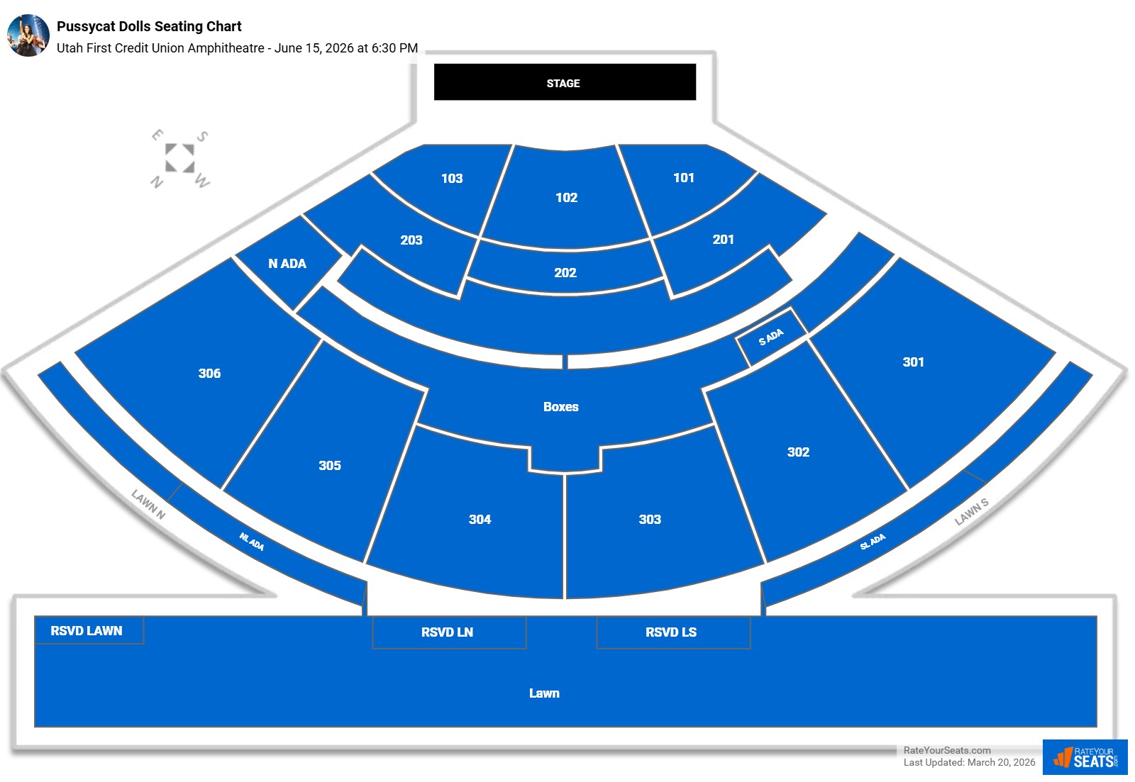Pussycat Dolls seating chart Utah First Credit Union Amphitheatre