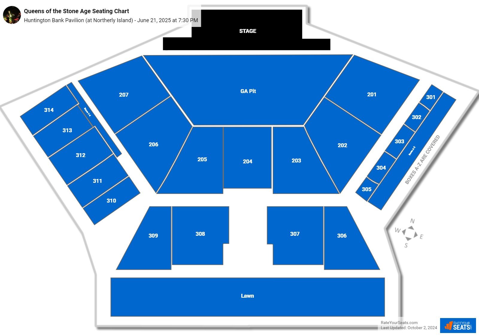 Queens of the Stone Age seating chart Huntington Bank Pavilion (at Northerly Island)