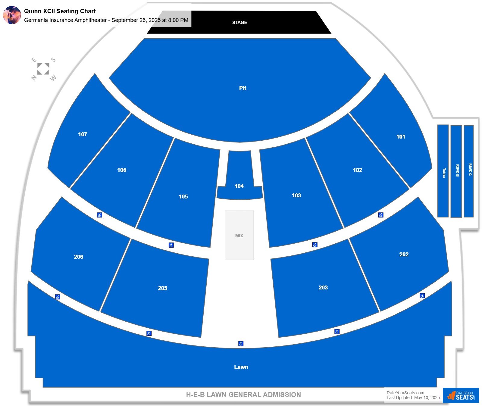 Quinn XCII seating chart Germania Insurance Amphitheater