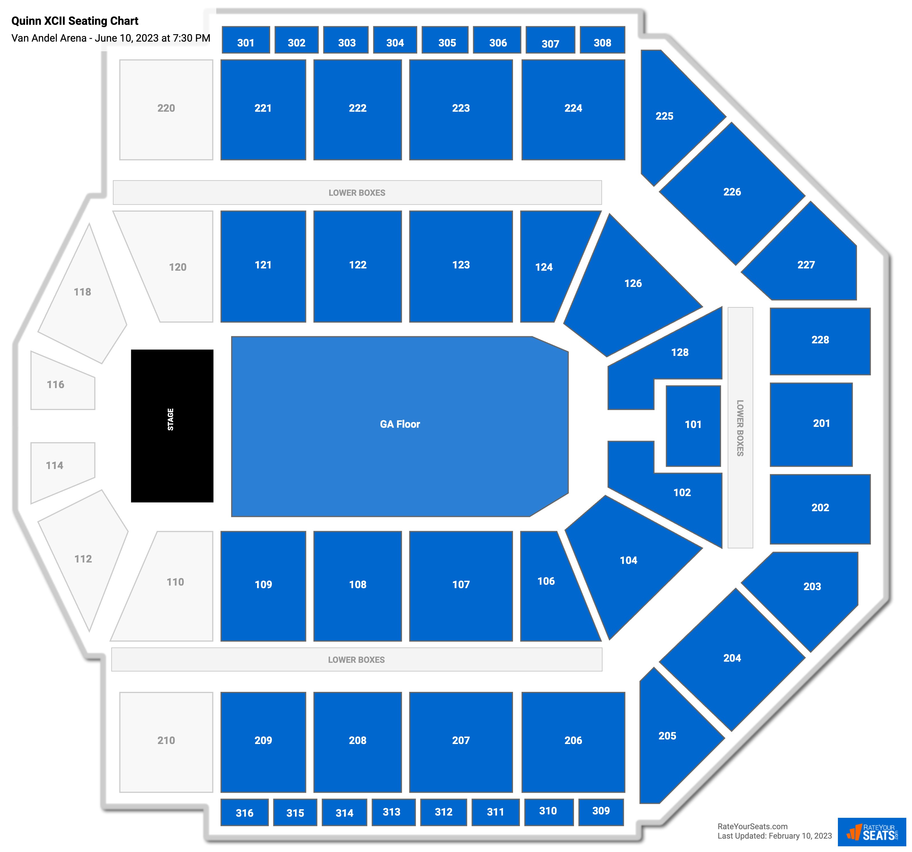 Quinn XCII seating chart Van Andel Arena