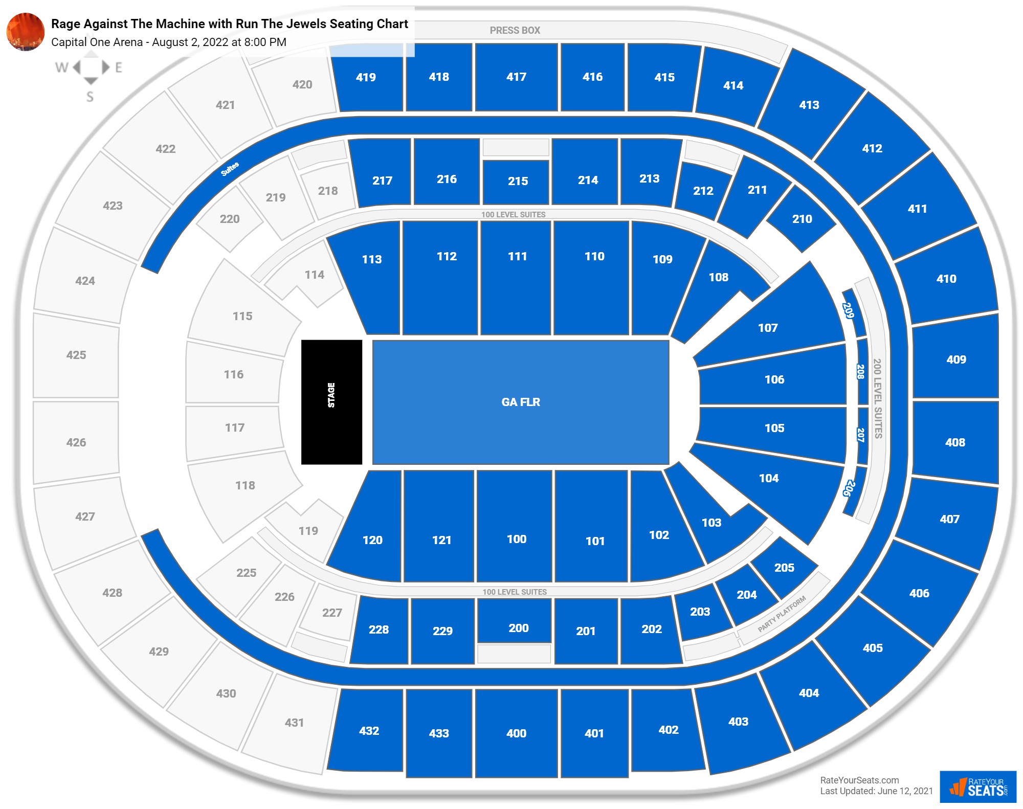 Rage Against The Machine with Run The Jewels seating chart Capital One Arena