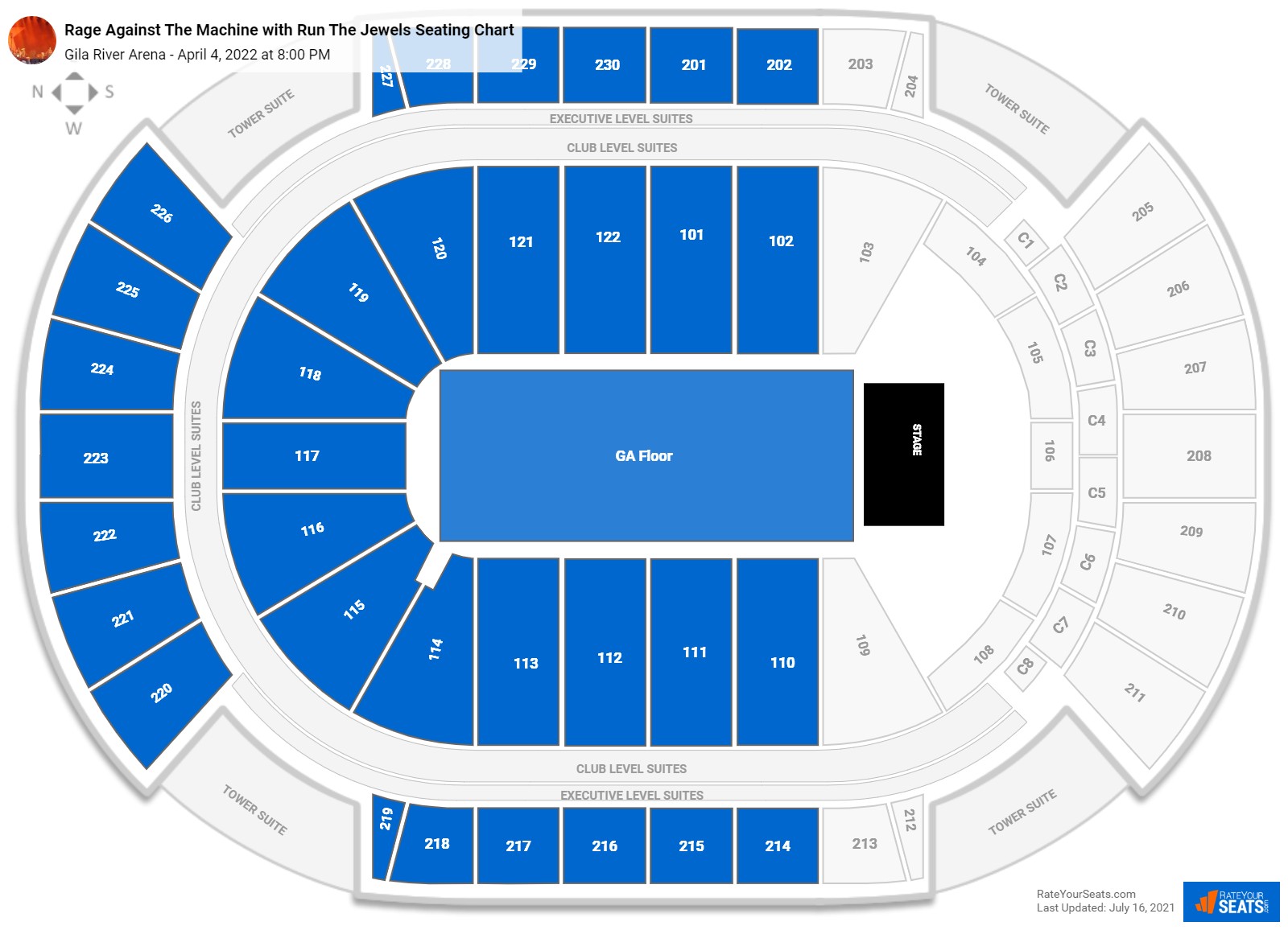 Rage Against The Machine with Run The Jewels seating chart Gila River Arena