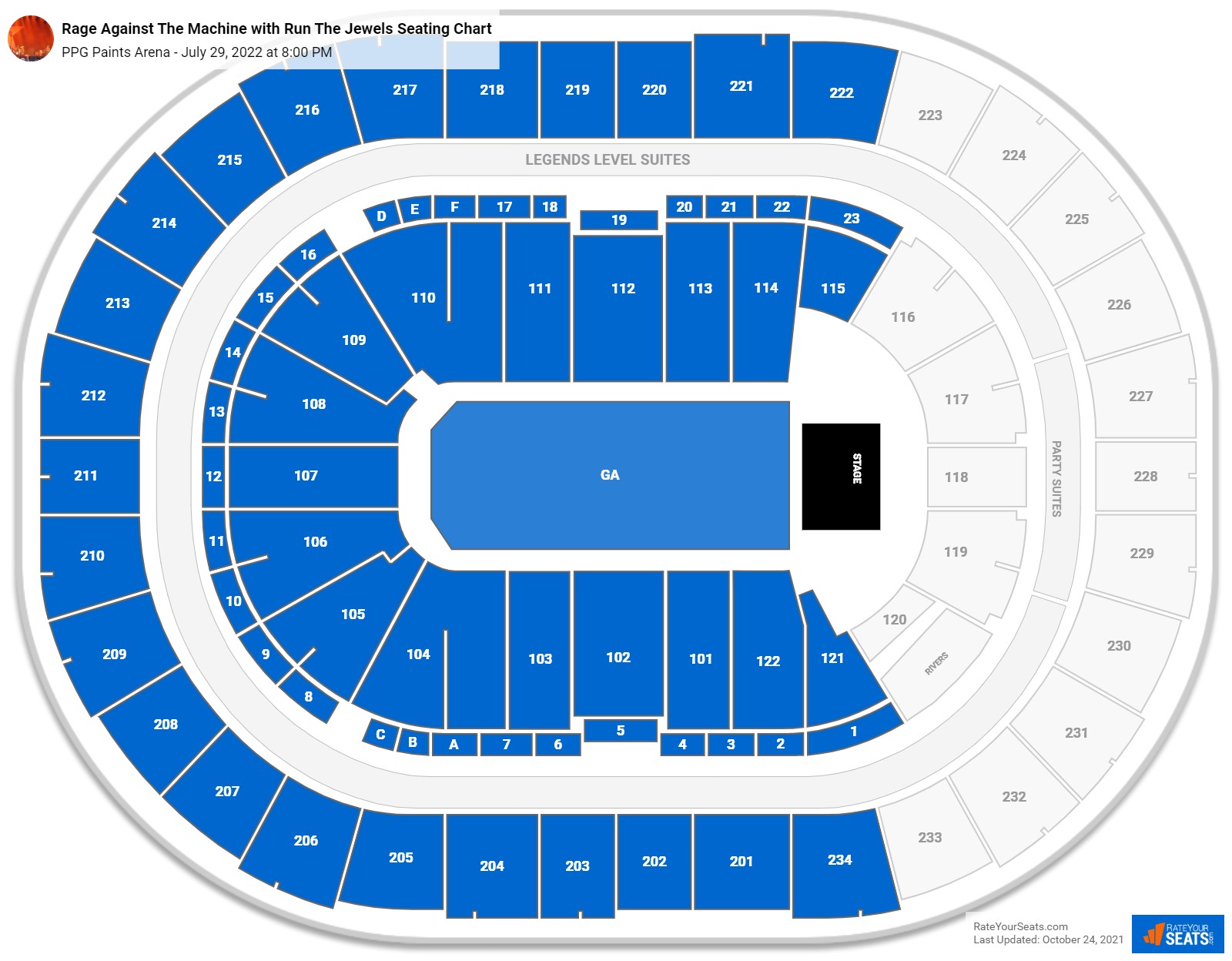 Rage Against The Machine with Run The Jewels seating chart PPG Paints Arena