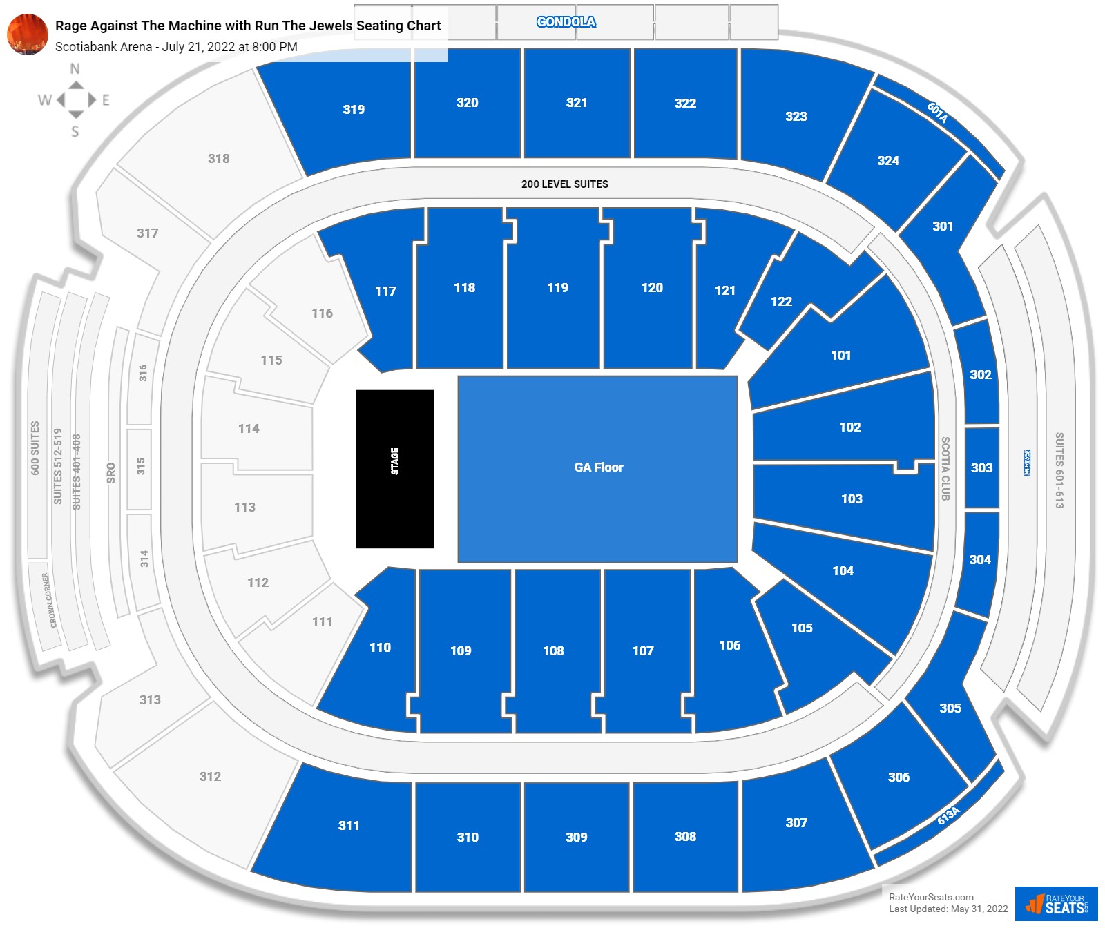 Rage Against The Machine with Run The Jewels seating chart Scotiabank Arena