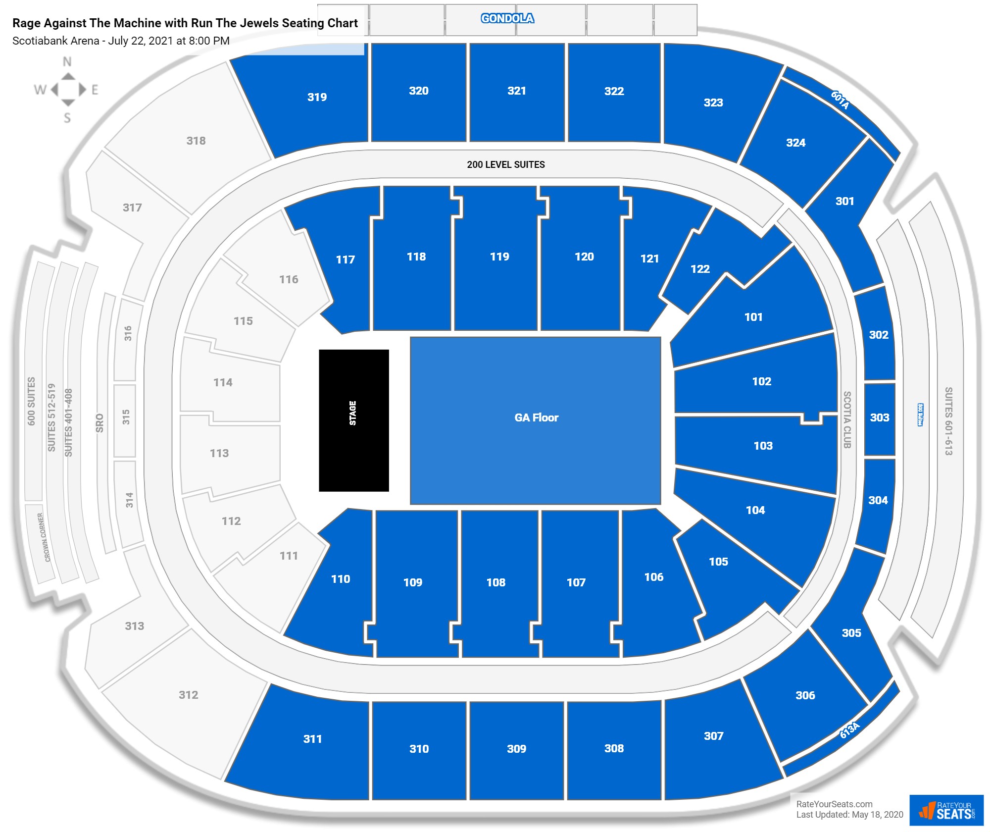 Rage Against The Machine with Run The Jewels seating chart Scotiabank Arena