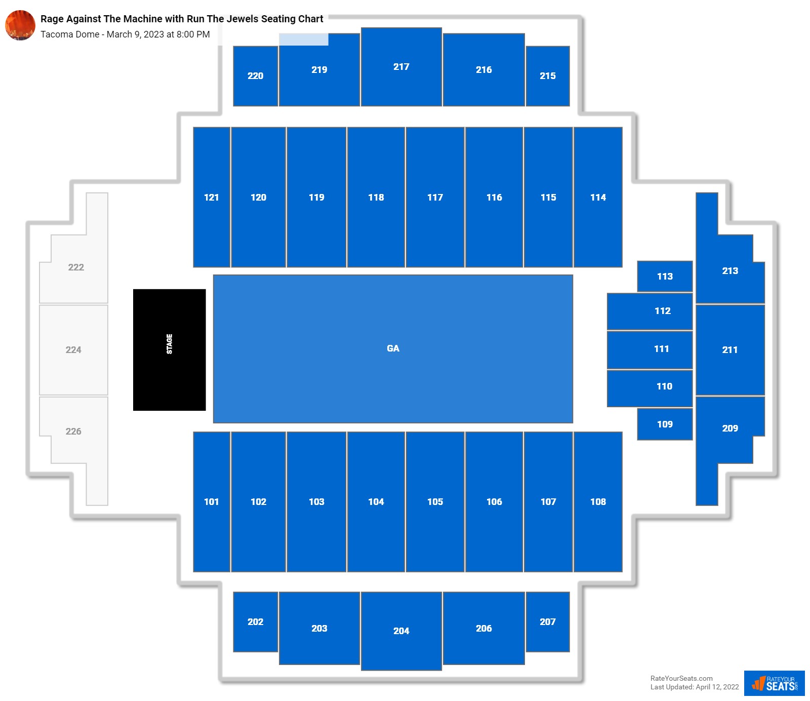 Rage Against The Machine with Run The Jewels seating chart Tacoma Dome