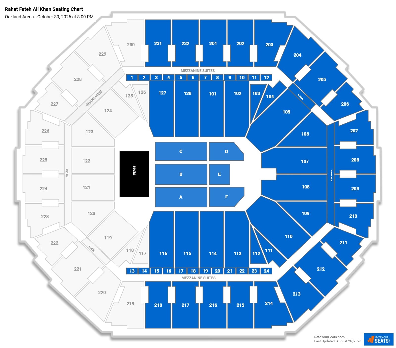 Rahat Fateh Ali Khan Seating Chart at Oakland Arena