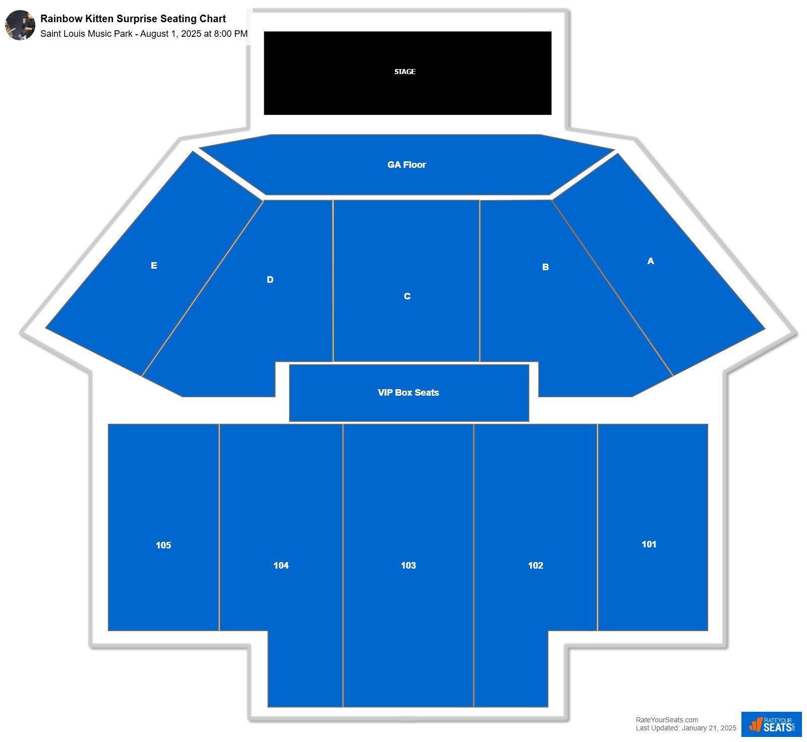 Rainbow Kitten Surprise seating chart Saint Louis Music Park