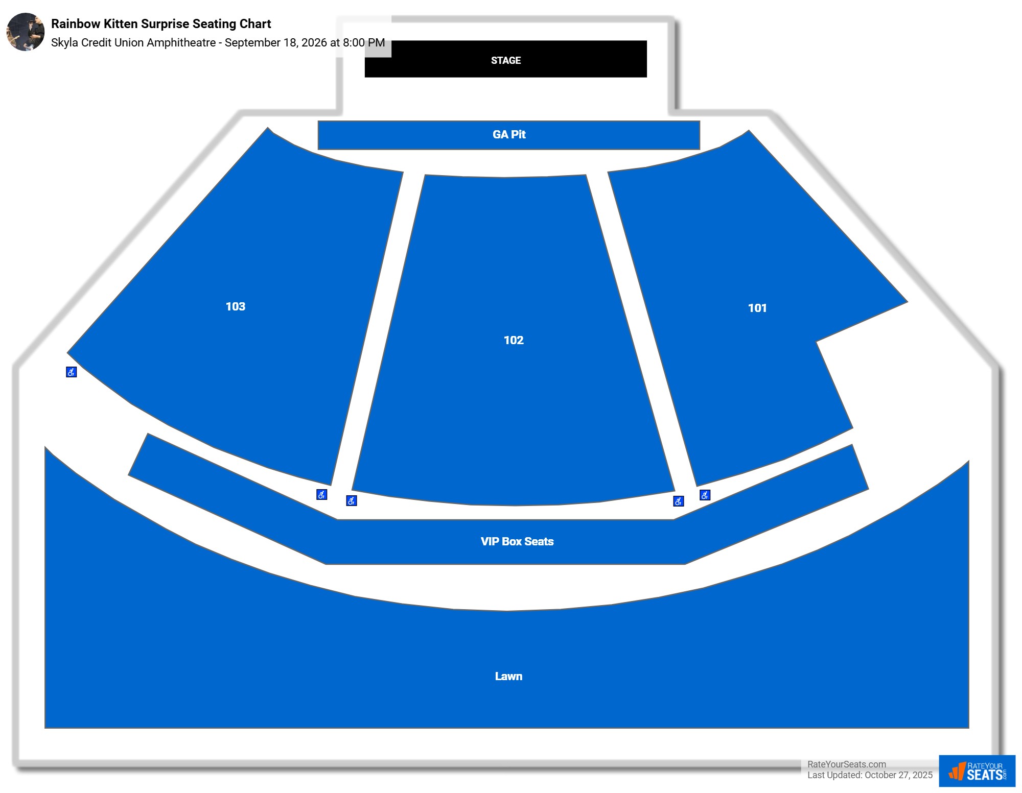 Rainbow Kitten Surprise seating chart Skyla Credit Union Amphitheatre