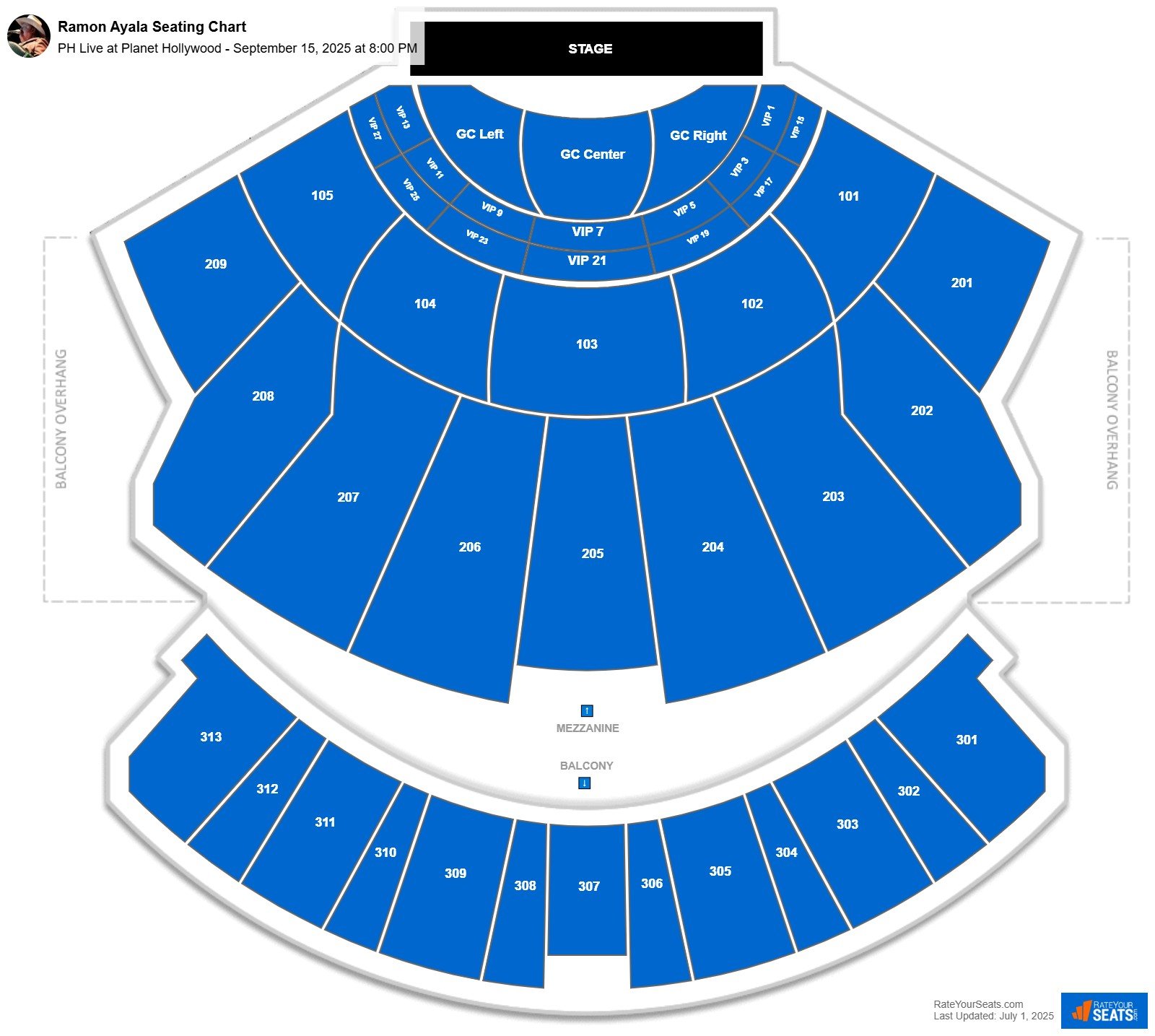 Ramon Ayala seating chart PH Live at Planet Hollywood