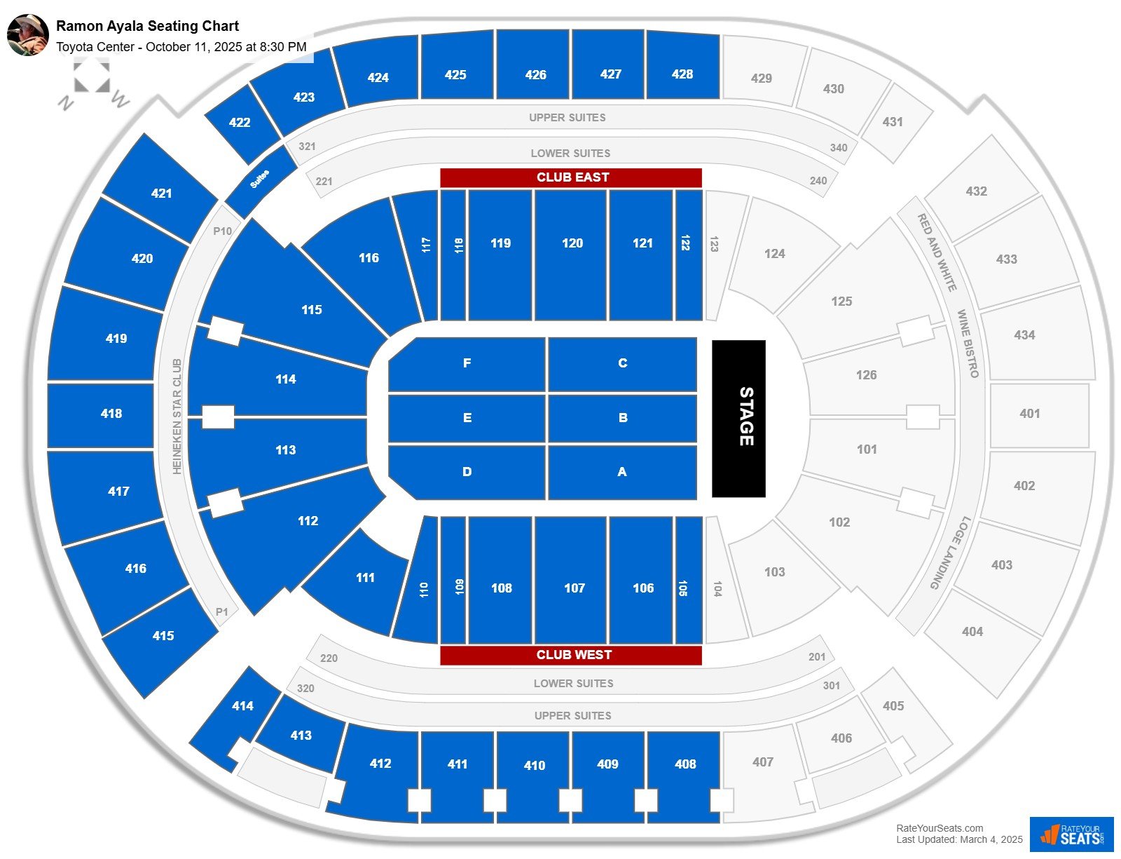 Ramon Ayala seating chart Toyota Center