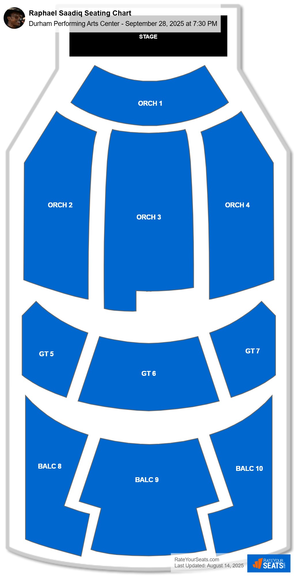 Raphael Saadiq seating chart Durham Performing Arts Center