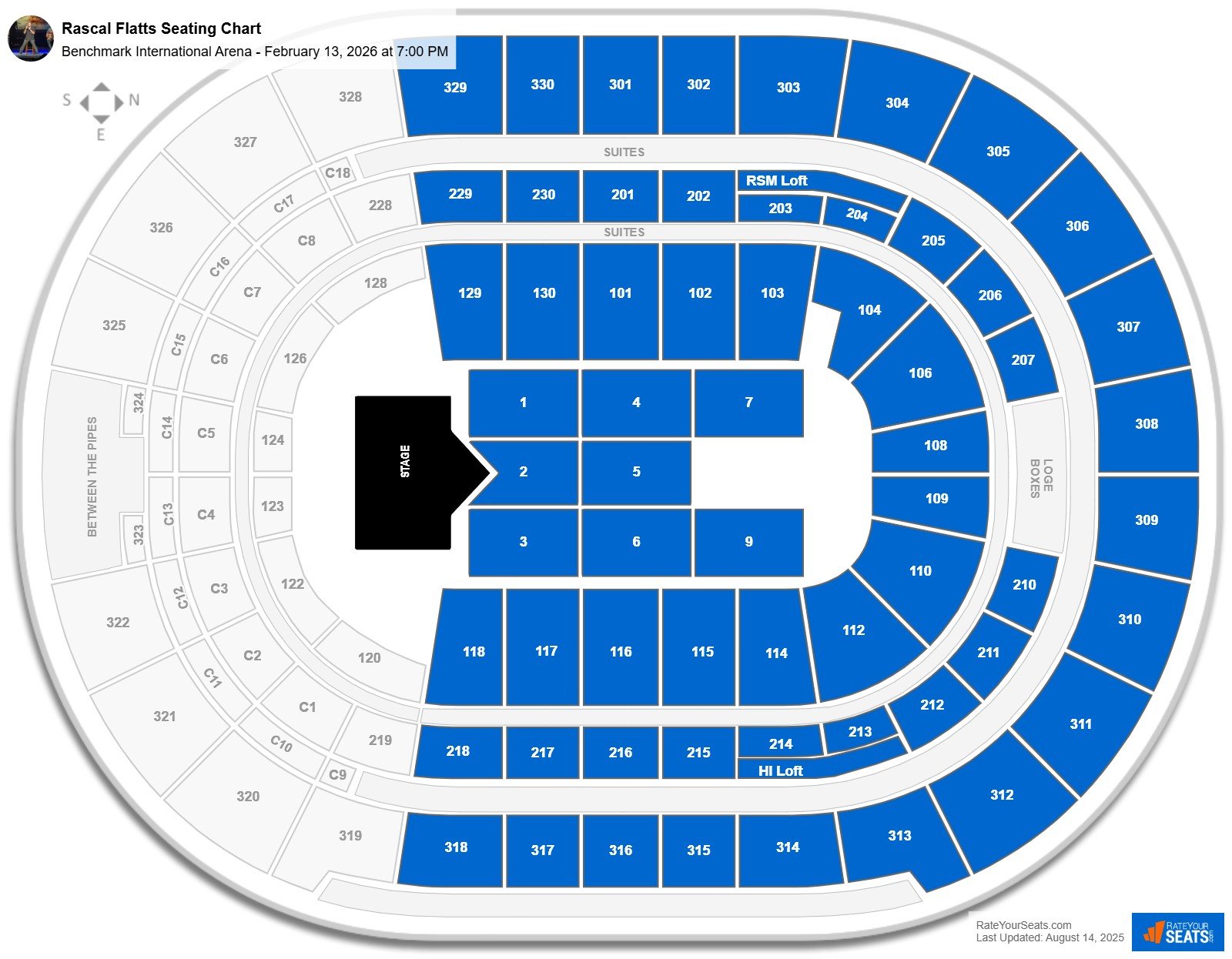 Rascal Flatts seating chart Benchmark International Arena