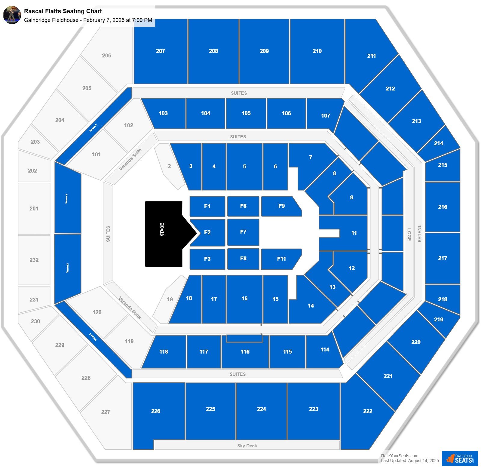 Rascal Flatts seating chart Gainbridge Fieldhouse