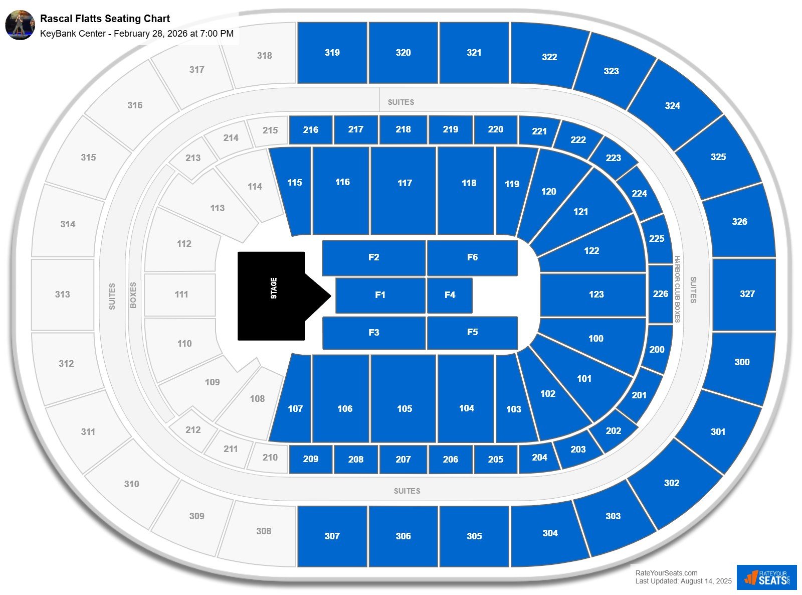 Rascal Flatts seating chart KeyBank Center